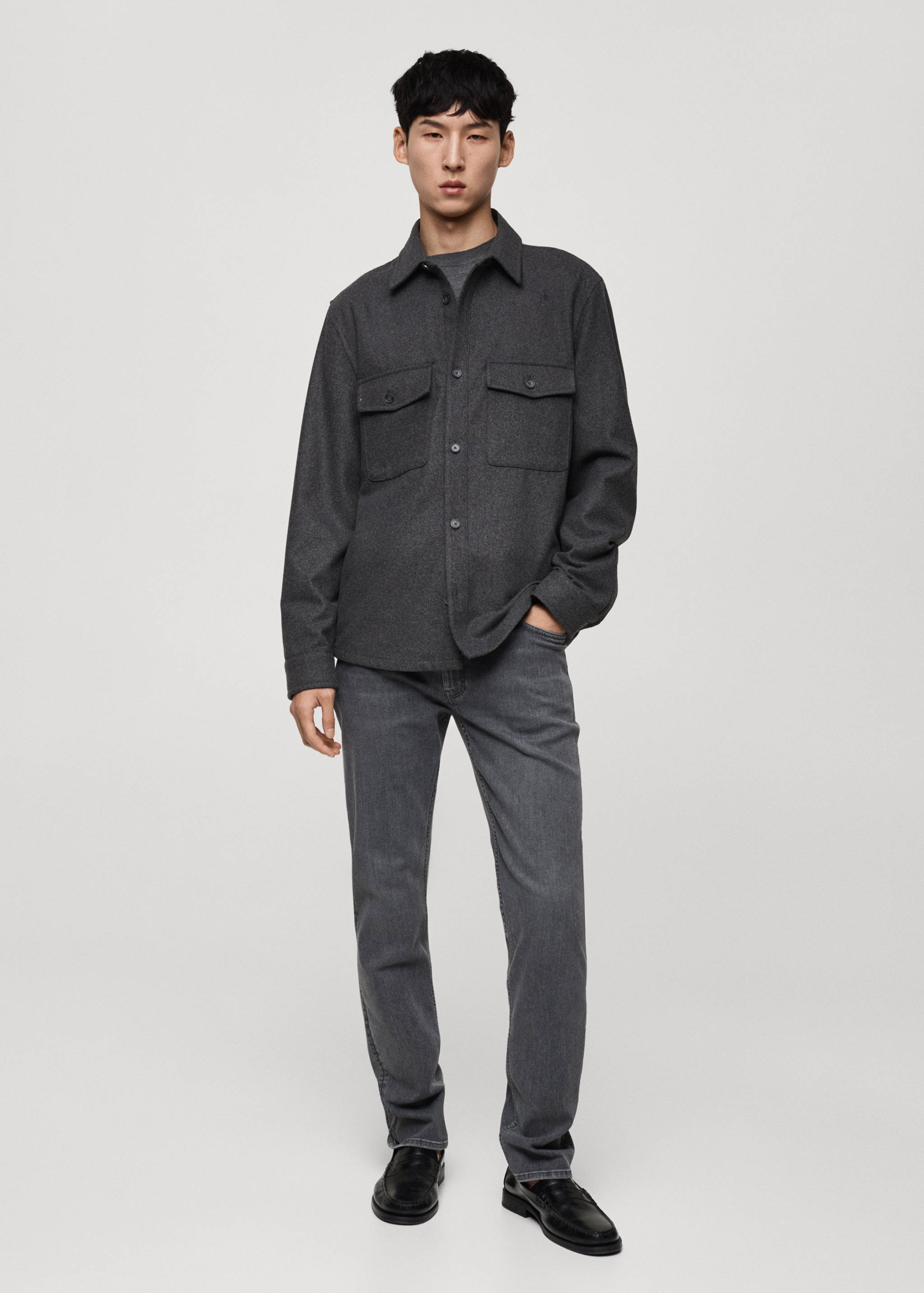 Wool overshirt with pockets - General plane