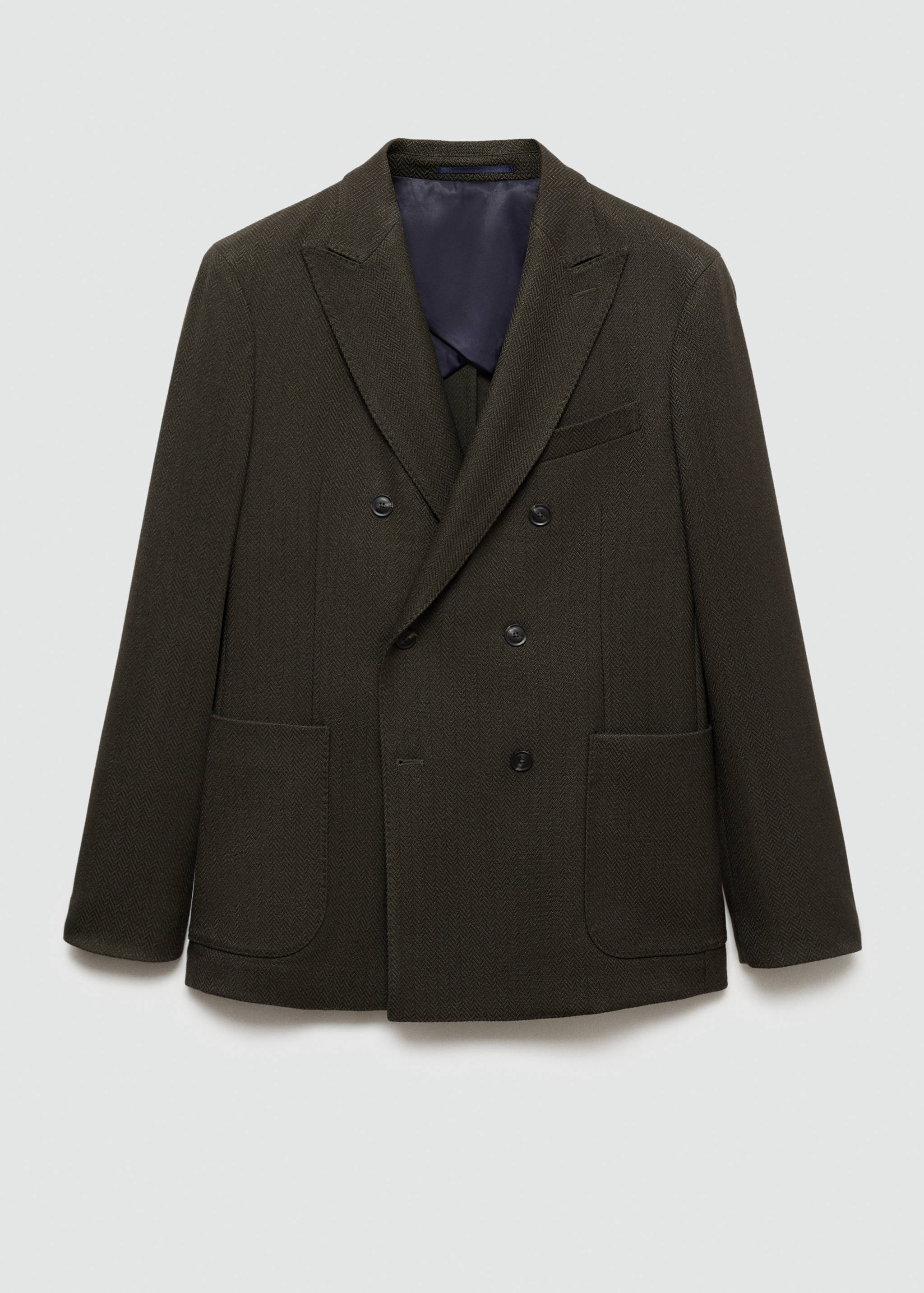 Herringbone slim-fit double-breasted jacket - Article without model
