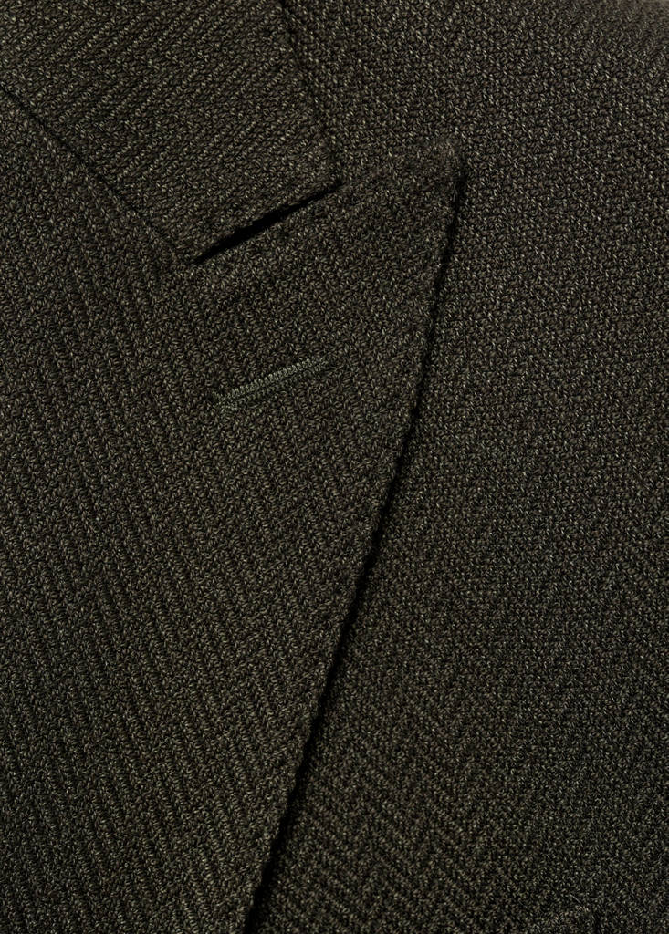 Herringbone slim-fit double-breasted jacket — Green