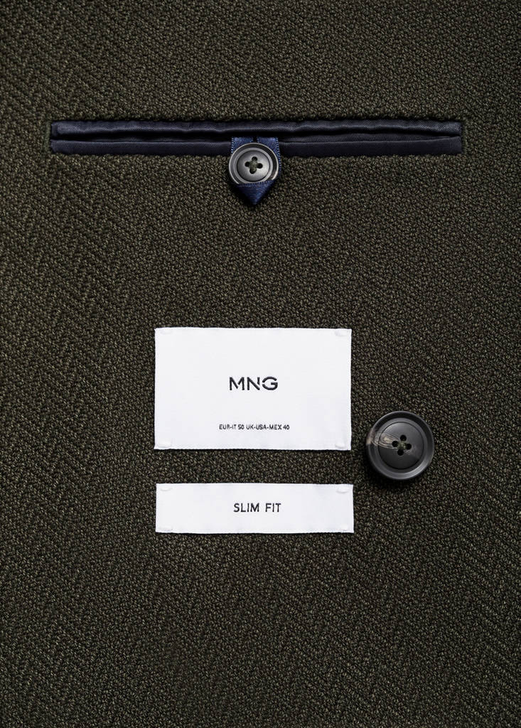 Herringbone slim-fit double-breasted jacket — Green