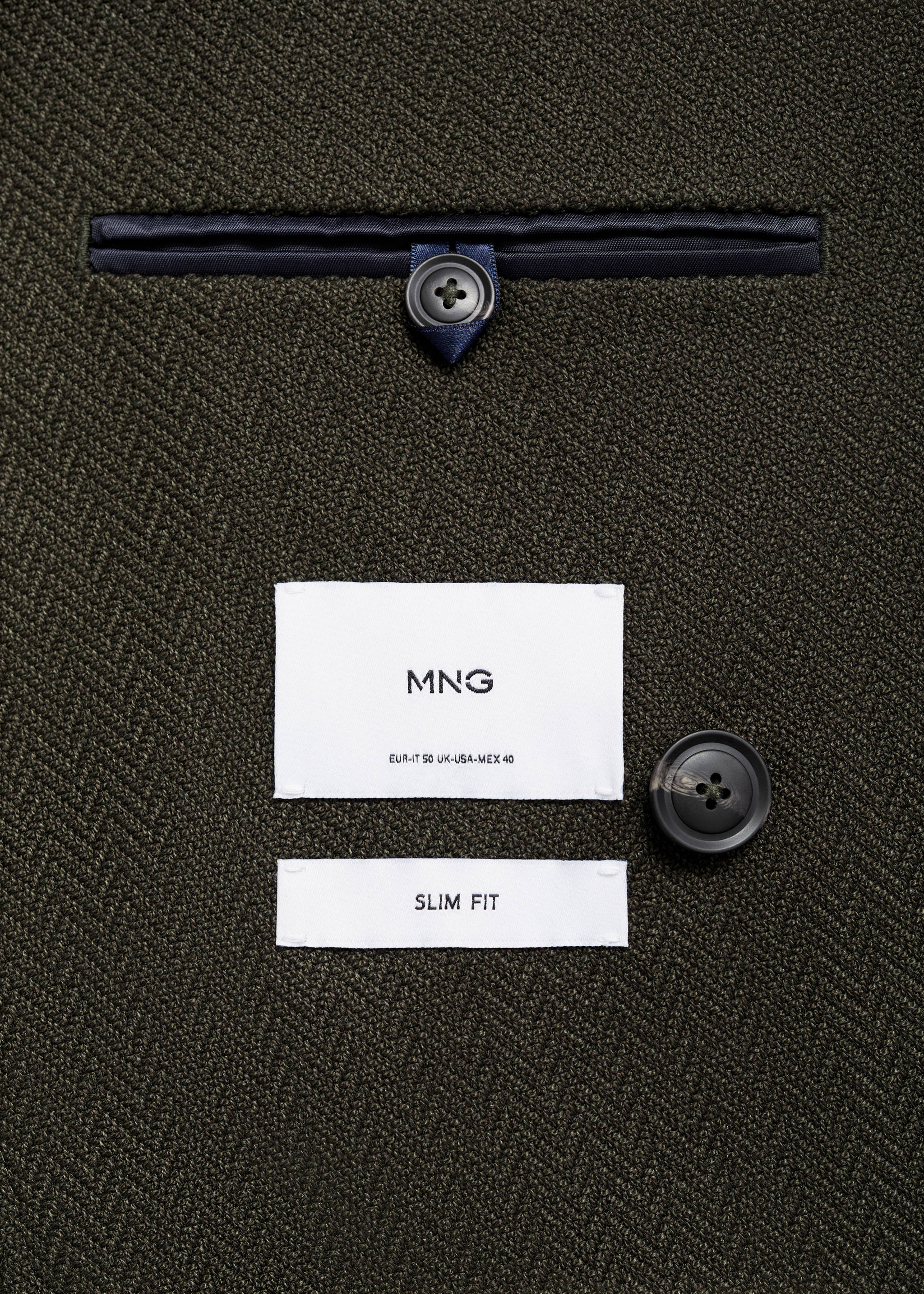 Herringbone slim-fit double-breasted jacket - Details of the article 0