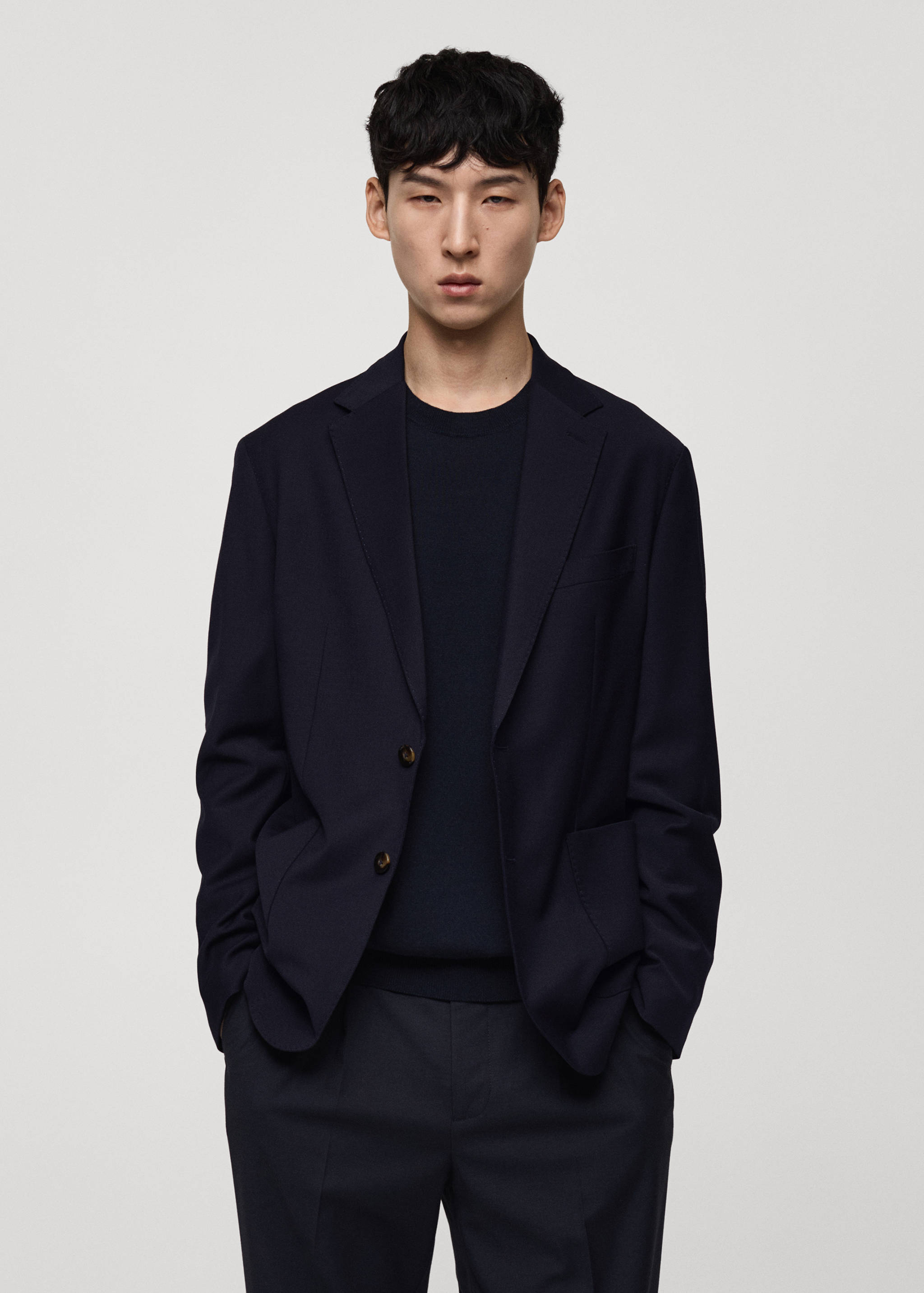 羊毛修身口袋牛仔裤 - null