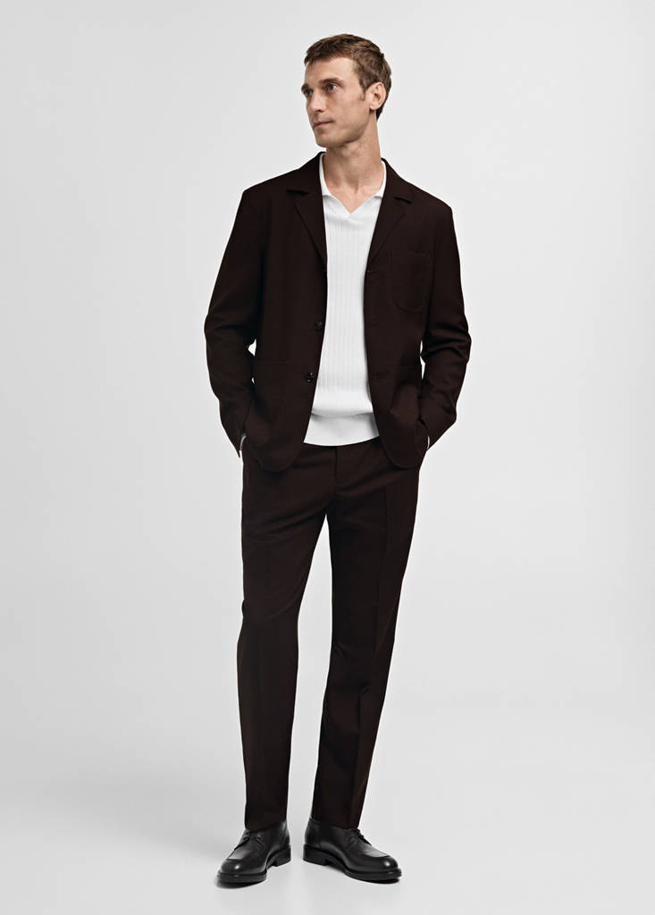 MANGO MAN - Veste costume 100 % laine slim-fit marron - 52