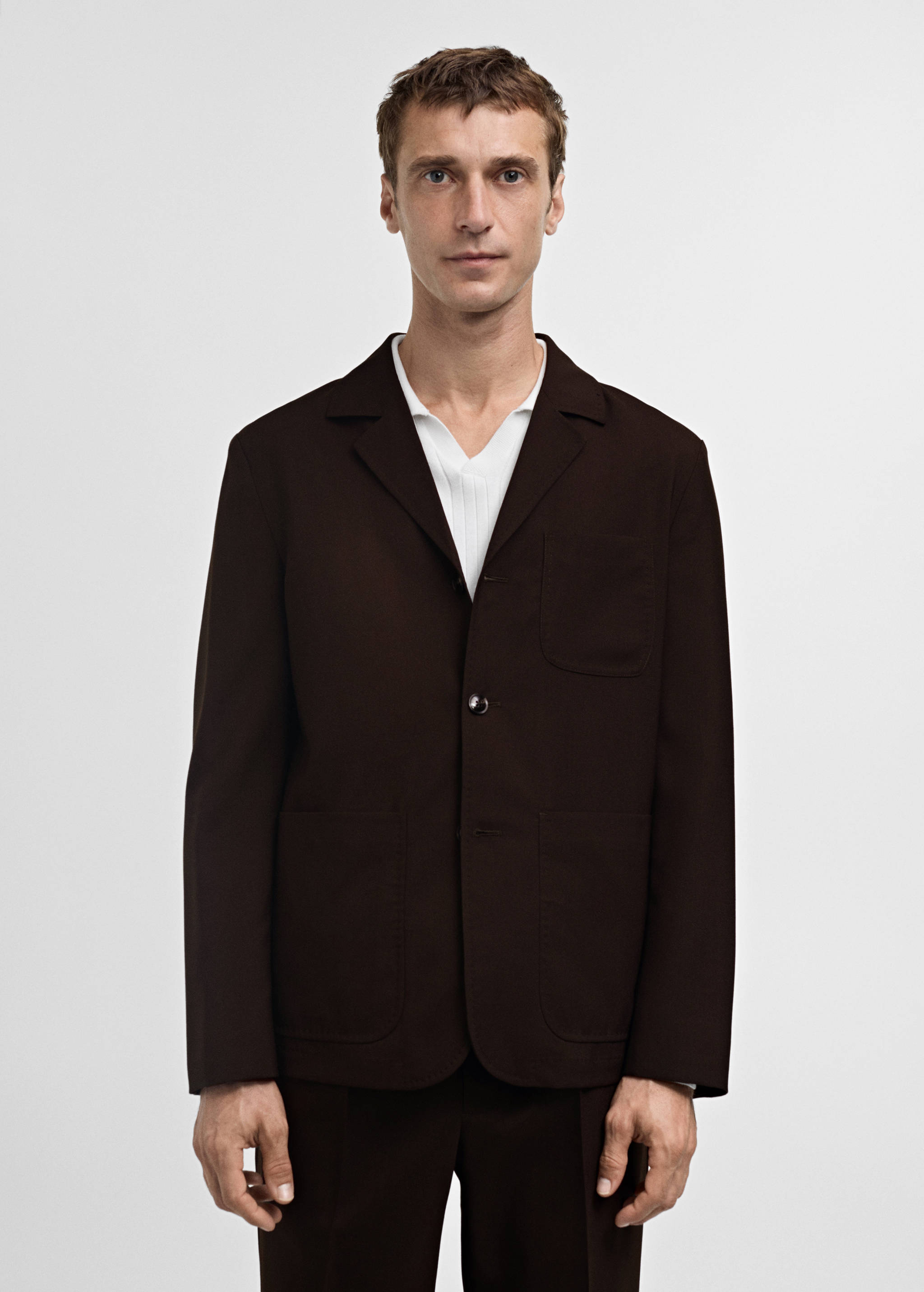 Veste costume 100 % laine slim-fit - Plan moyen