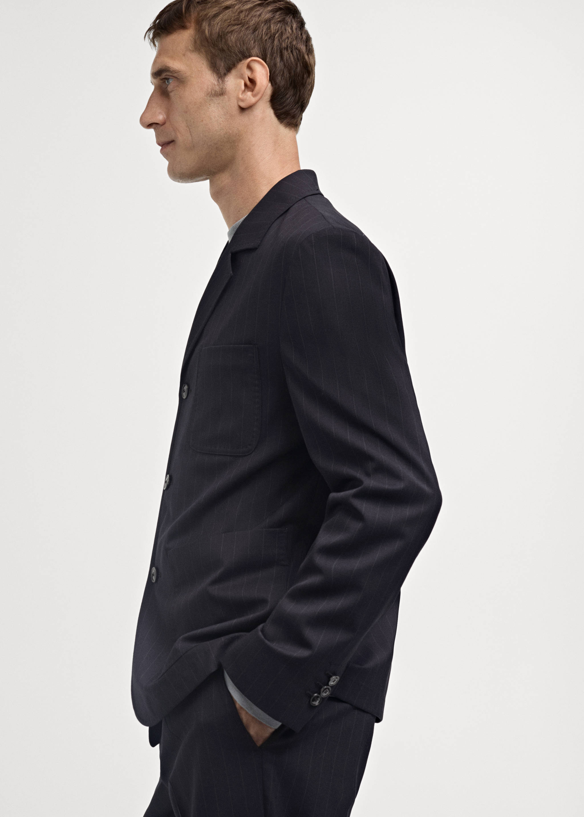 Veste costume laine slim-fit rayures - Détail de l'article 2