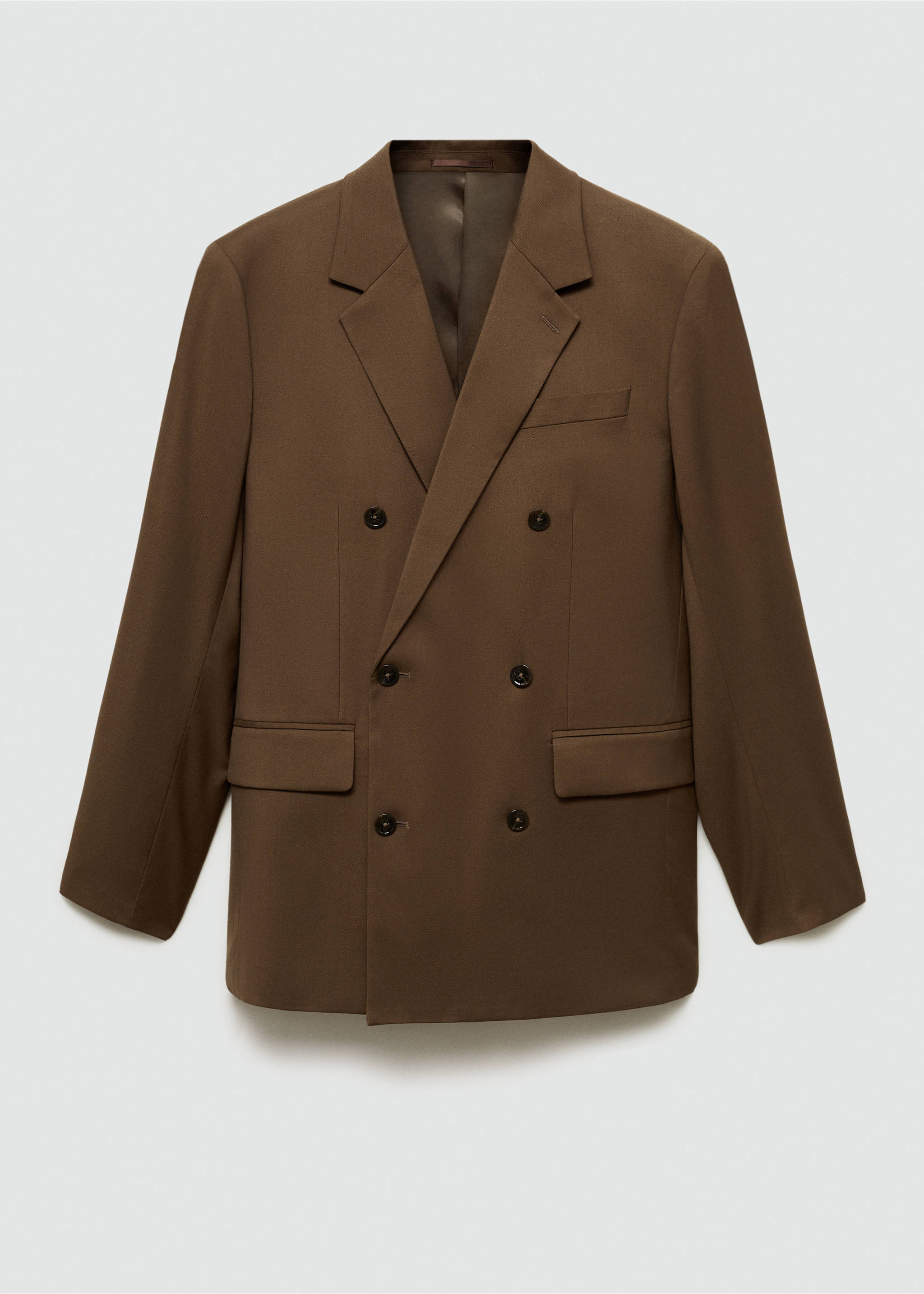 Костюмный пиджак slim fit с двубортной застежкой - Изделие без модели, Коричневый. Ref: 77005978-00.