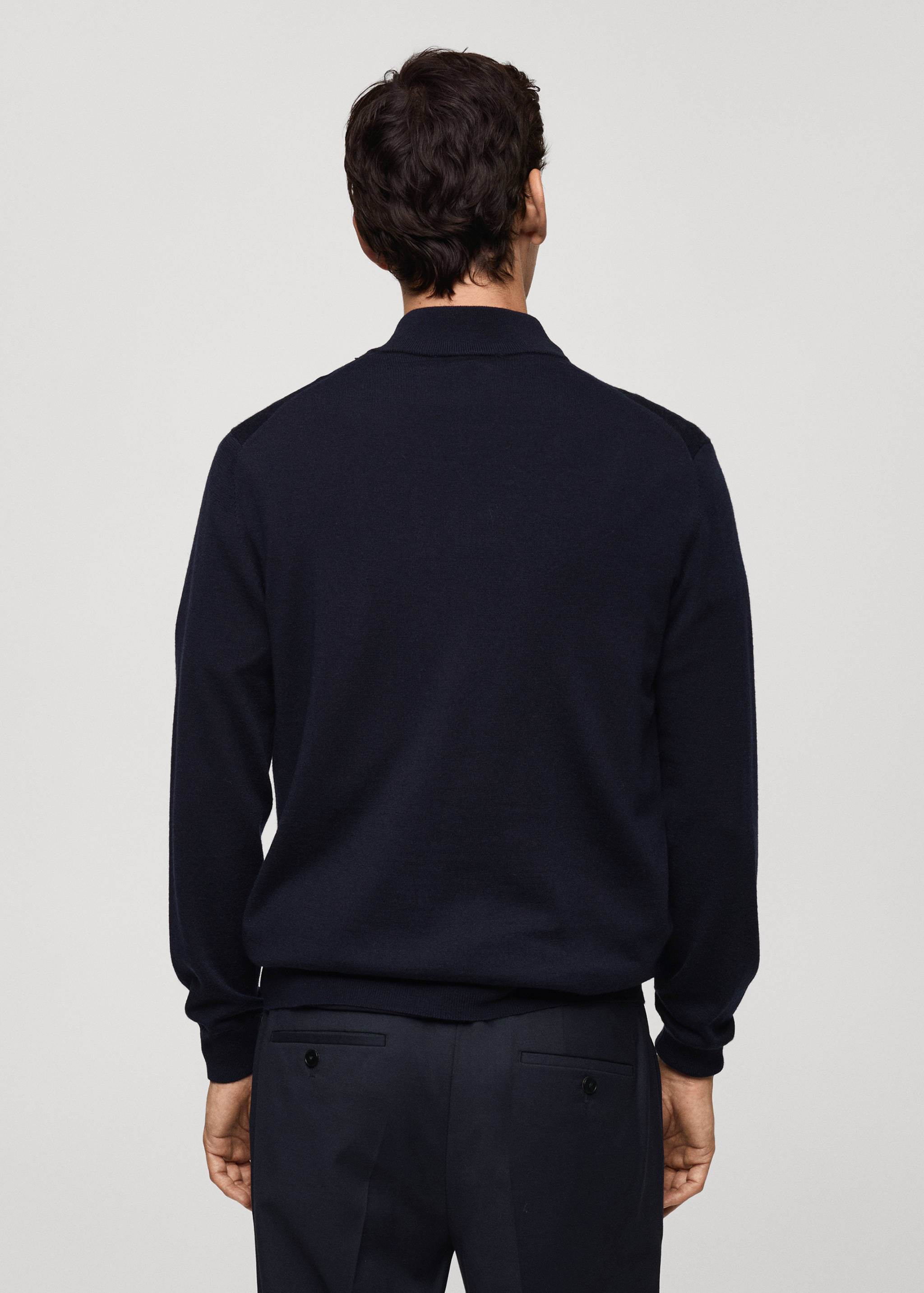 100% merino wool sweater with zip-neck - Reverse of the article
