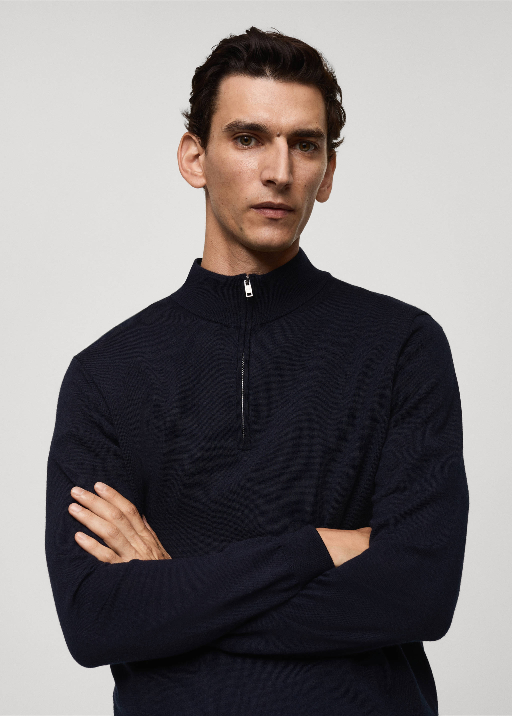 100% merino wool sweater with zip-neck - Details of the article 1