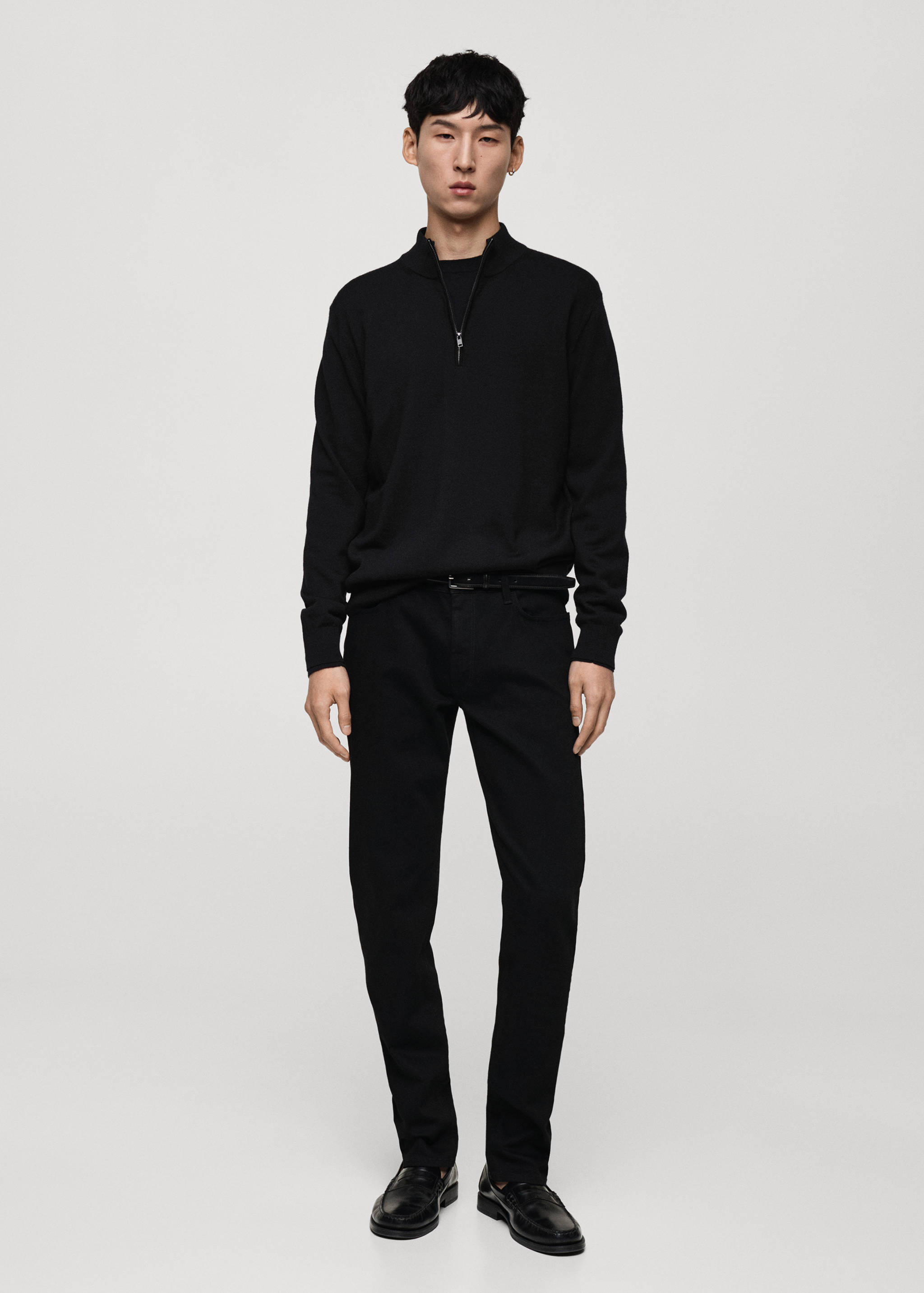 100% merino wool sweater with zip-neck - General plane