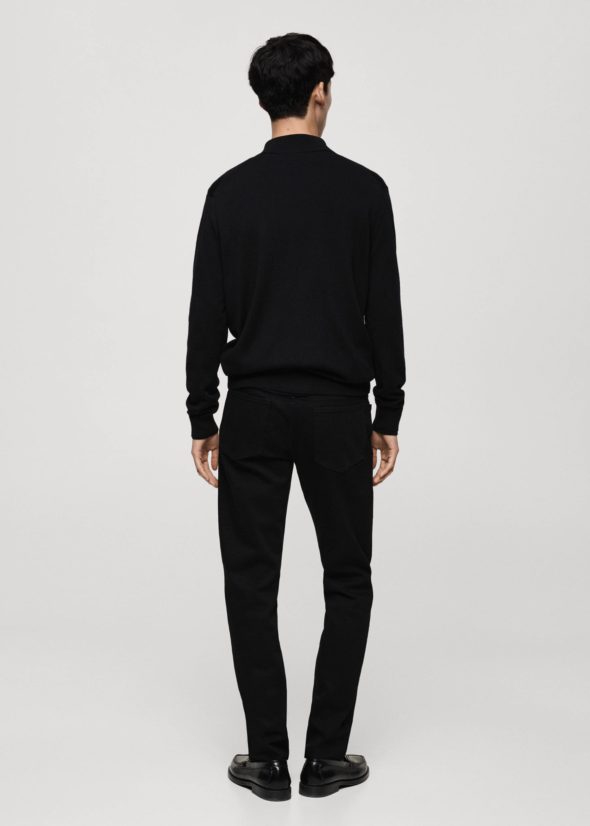 100% merino wool sweater with zip-neck - Reverse of the article