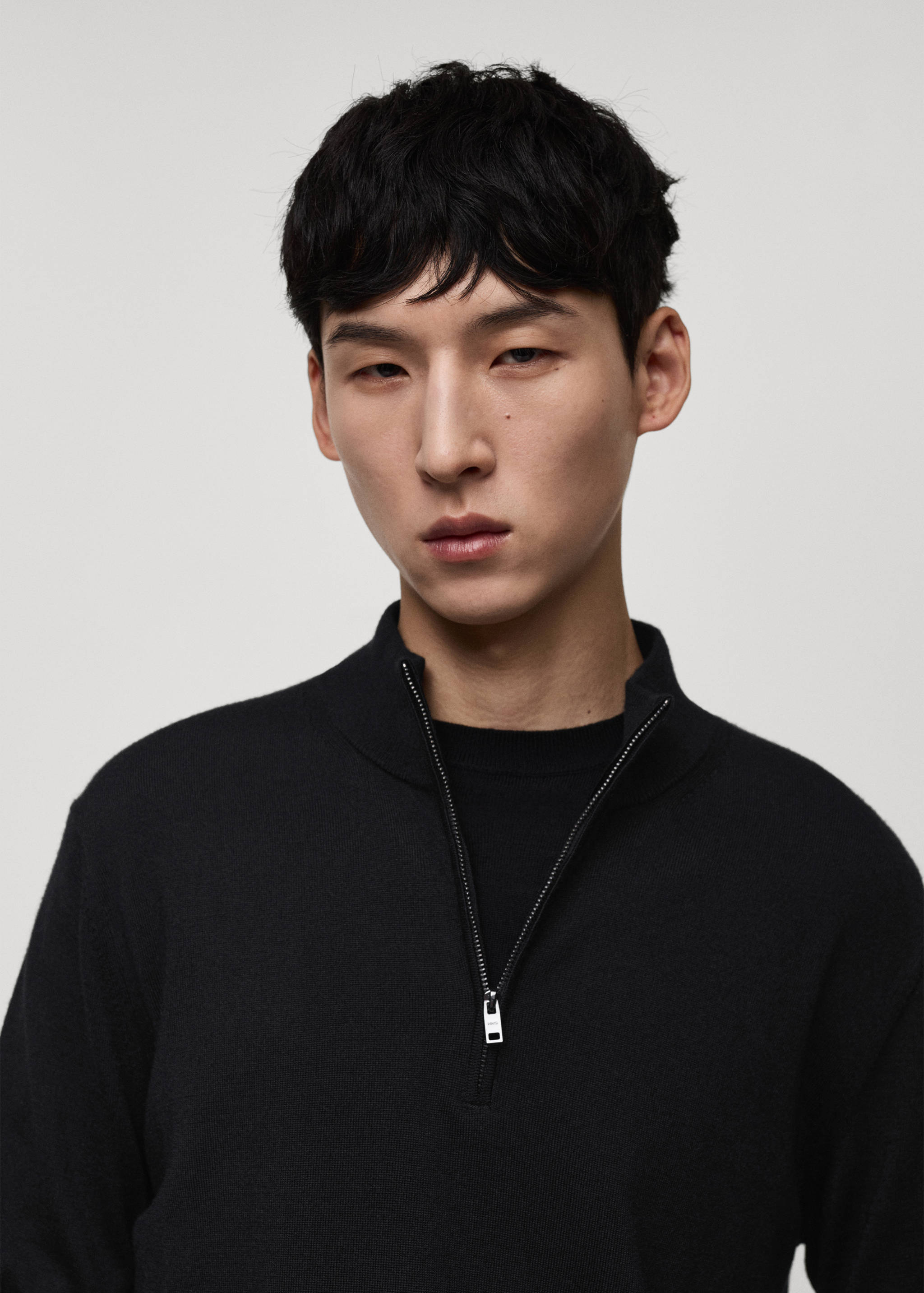 100% merino wool sweater with zip-neck - Details of the article 1