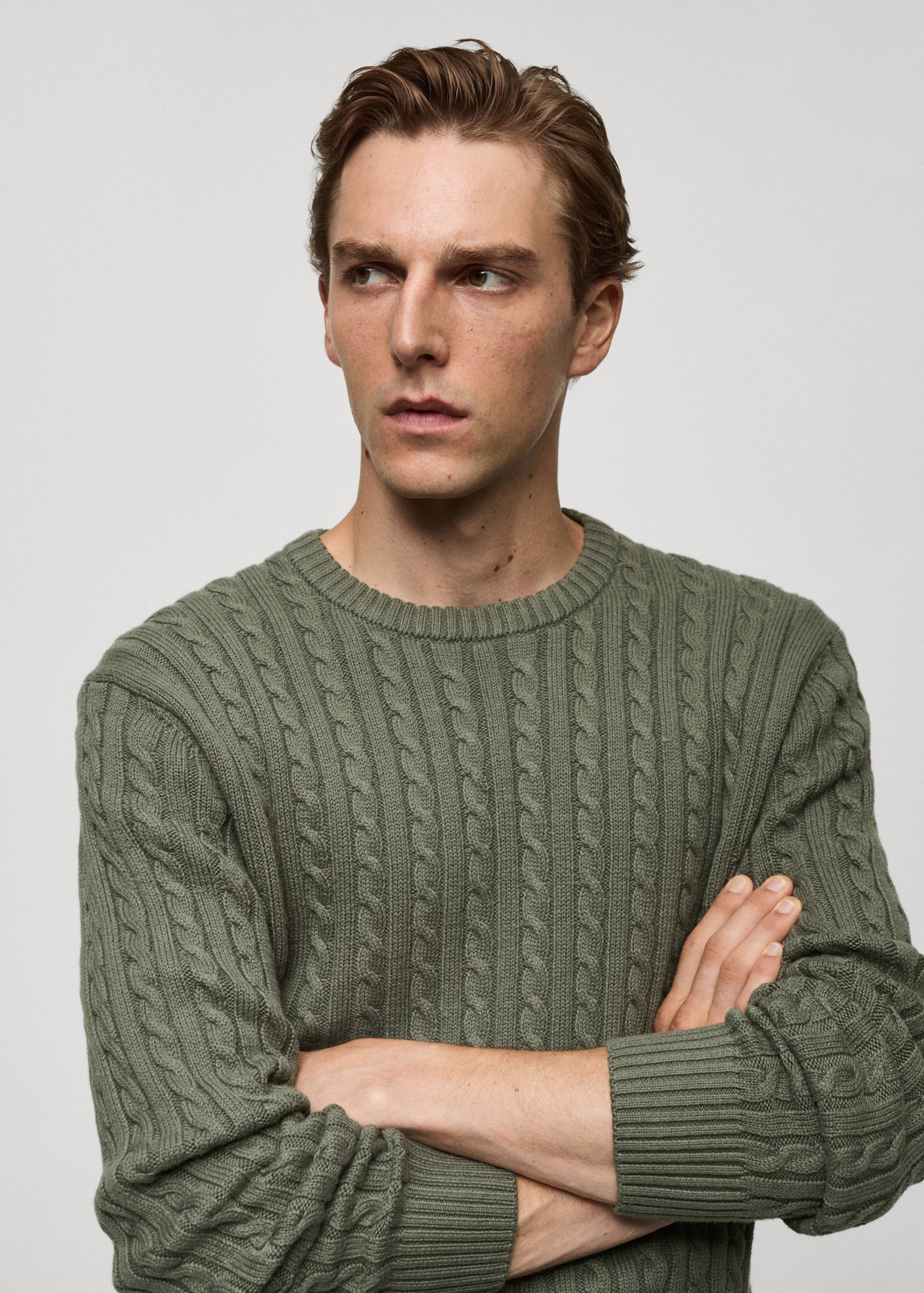 Cable-knit cotton-blend sweater - Details of the article 1