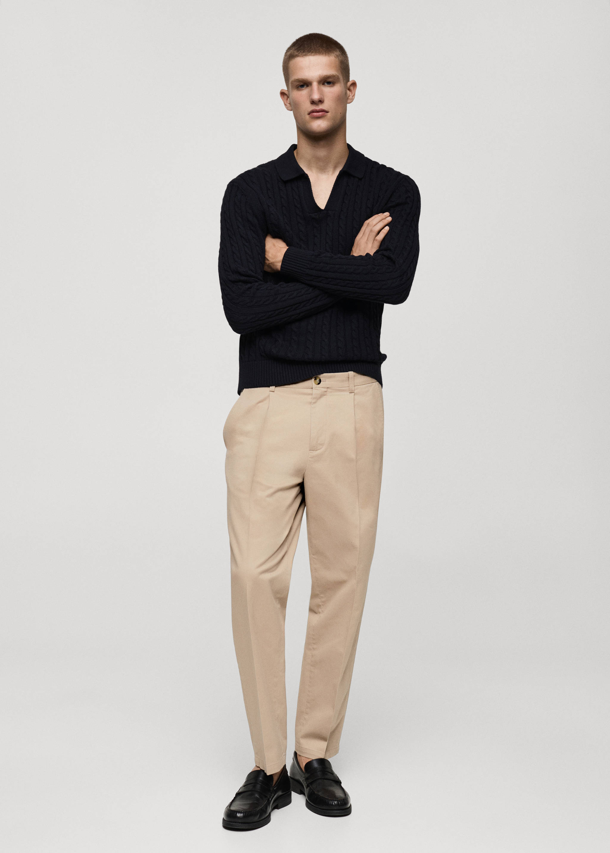 Medium braided-knit polo sweater - General plane