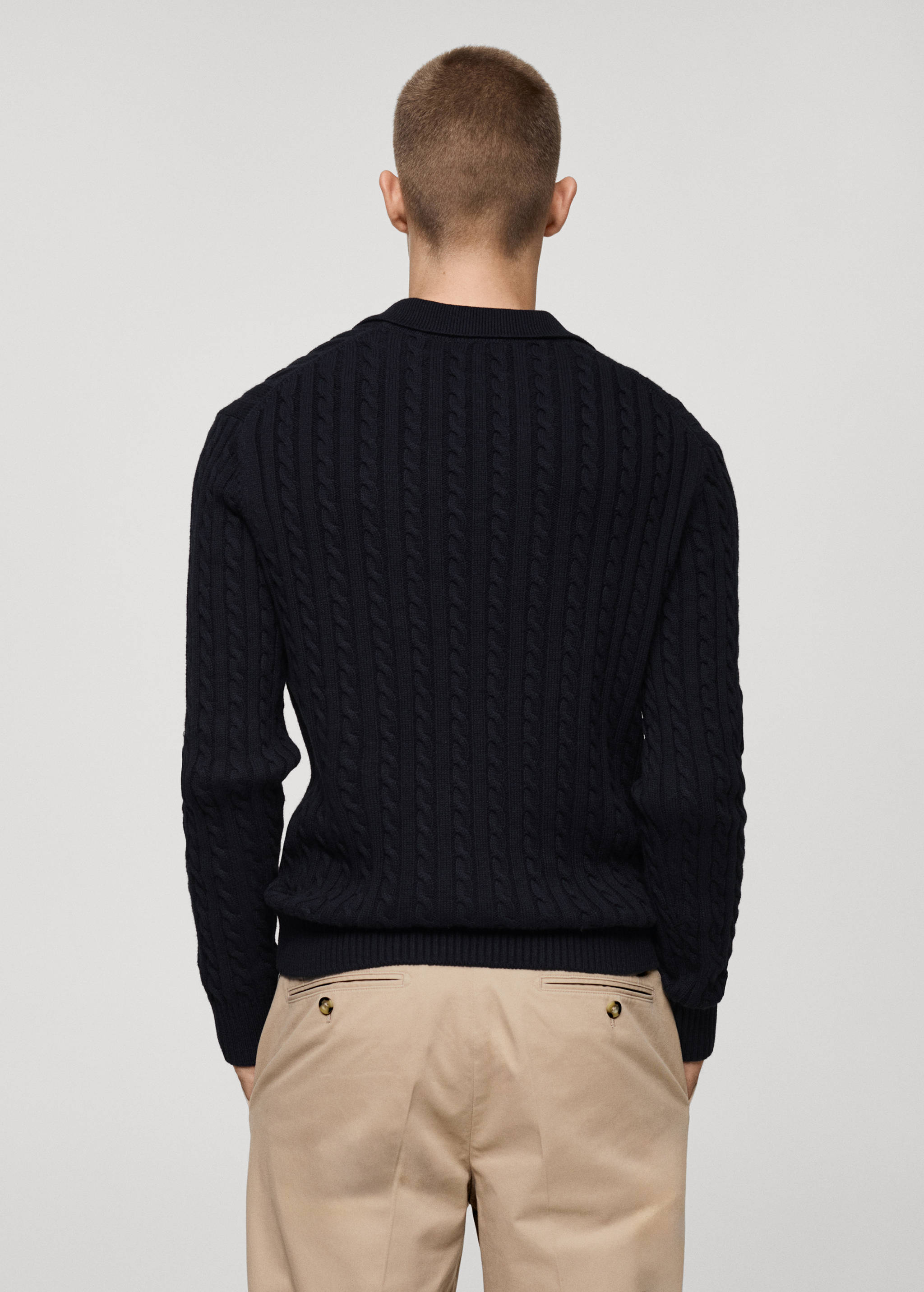 Medium braided-knit polo sweater - Reverse of the article