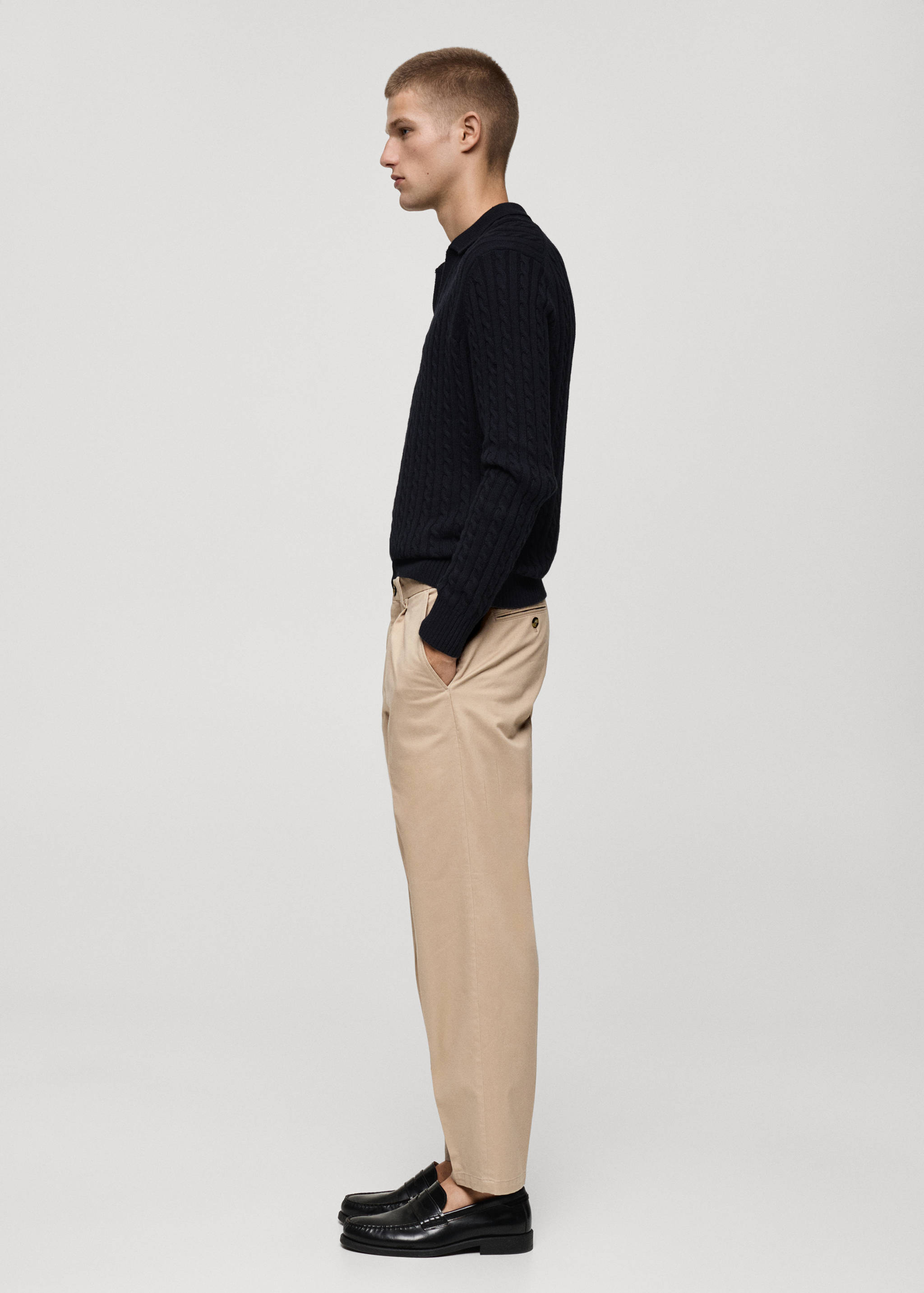 Medium braided-knit polo sweater - Details of the article 2