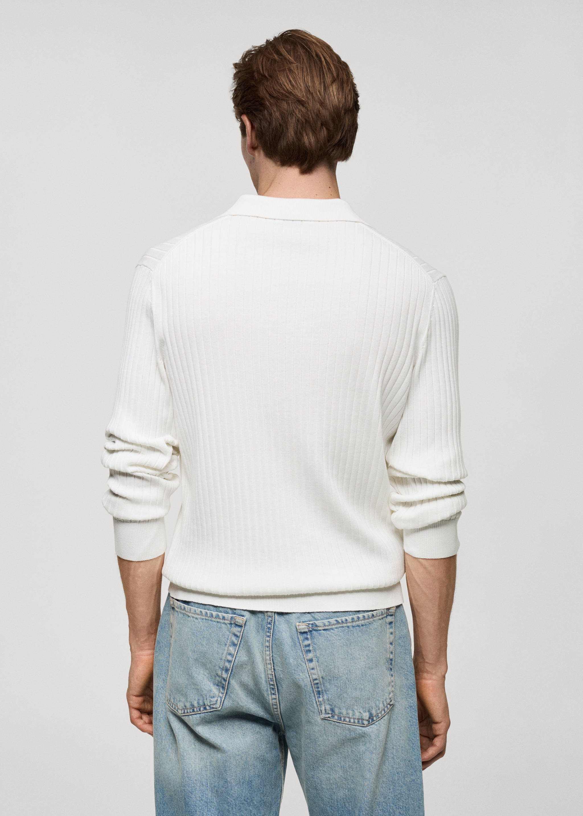 Fine rib-knit polo sweater - Reverse of the article