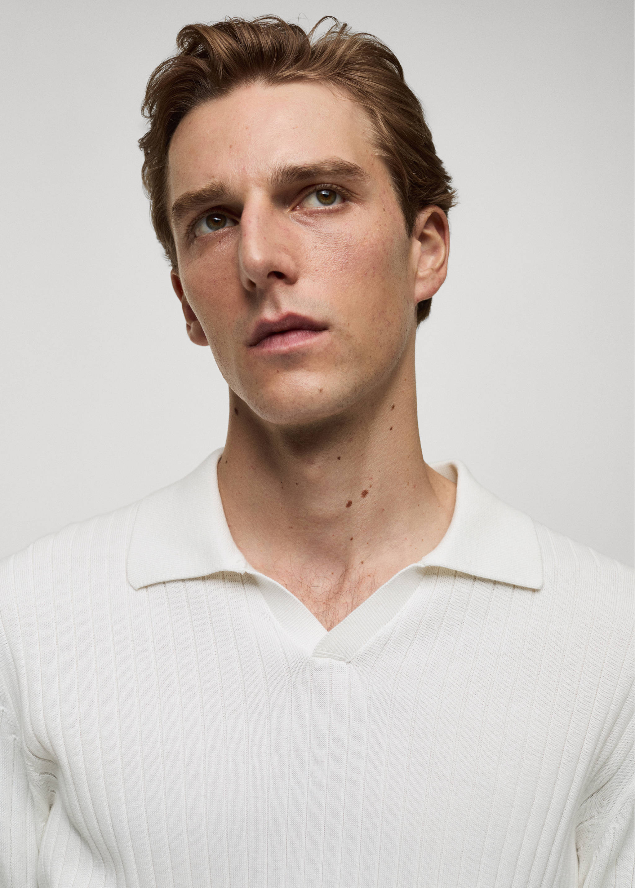 Fine rib-knit polo sweater - Details of the article 1