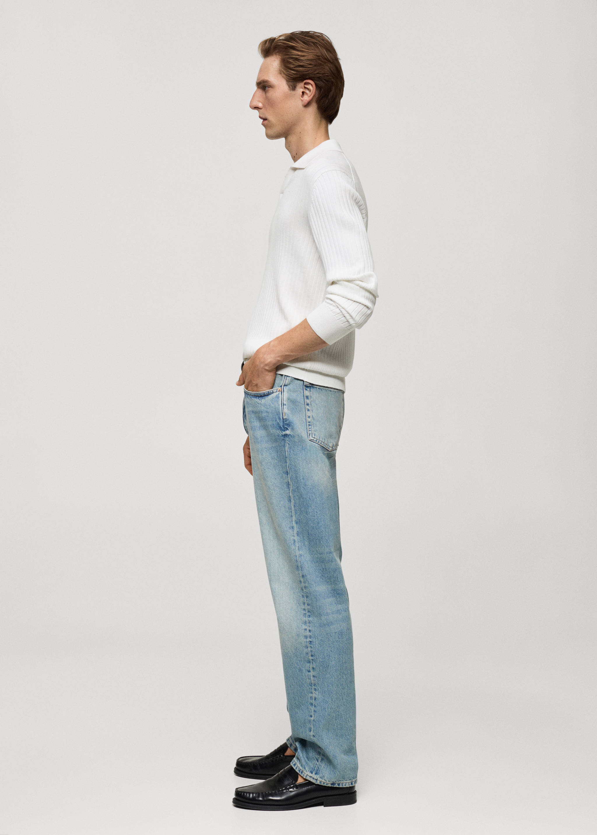 Fine rib-knit polo sweater - Details of the article 2