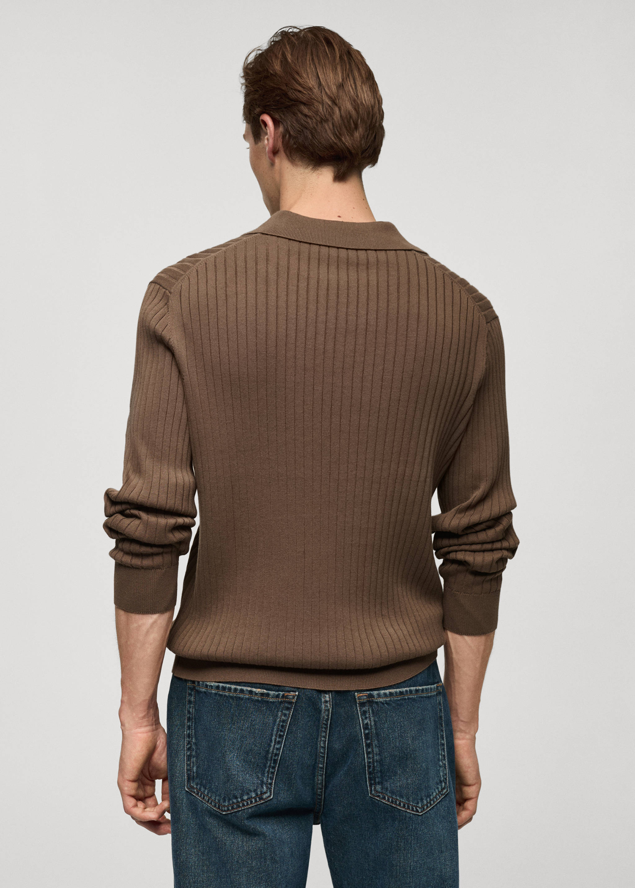 Fine rib-knit polo sweater - Reverse of the article