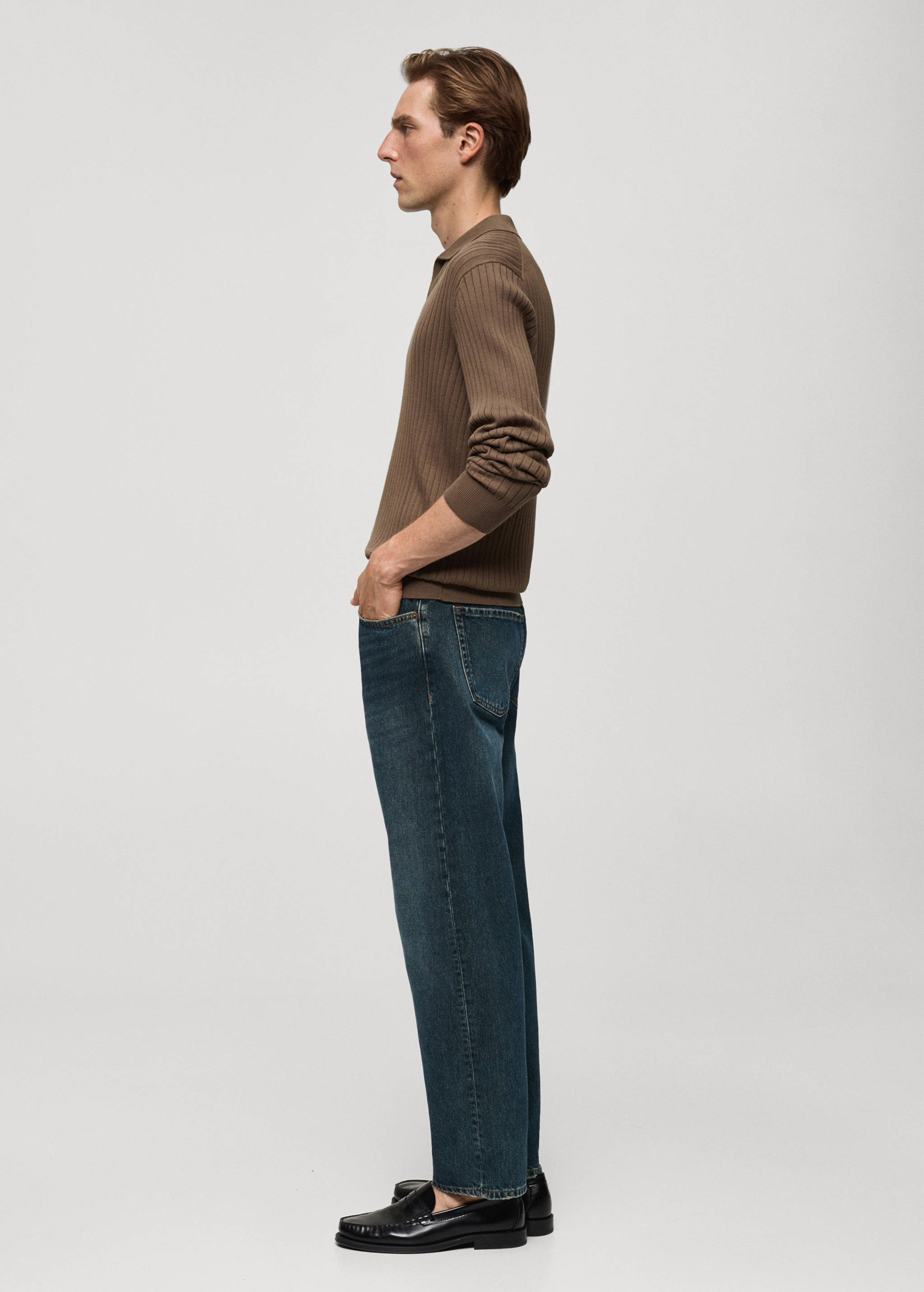 Fine rib-knit polo sweater - Details of the article 2