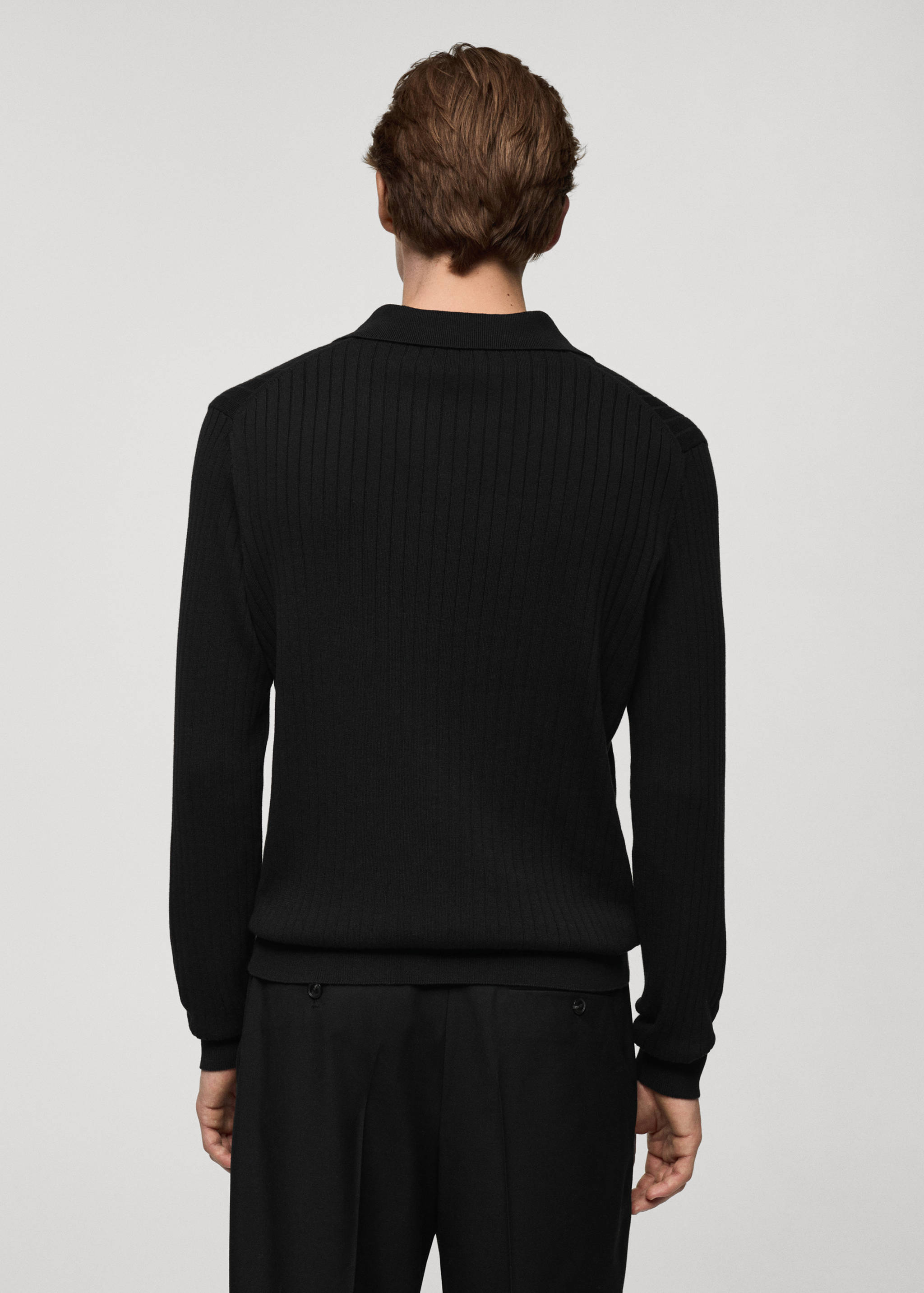 Fine rib-knit polo sweater - Reverse of the article