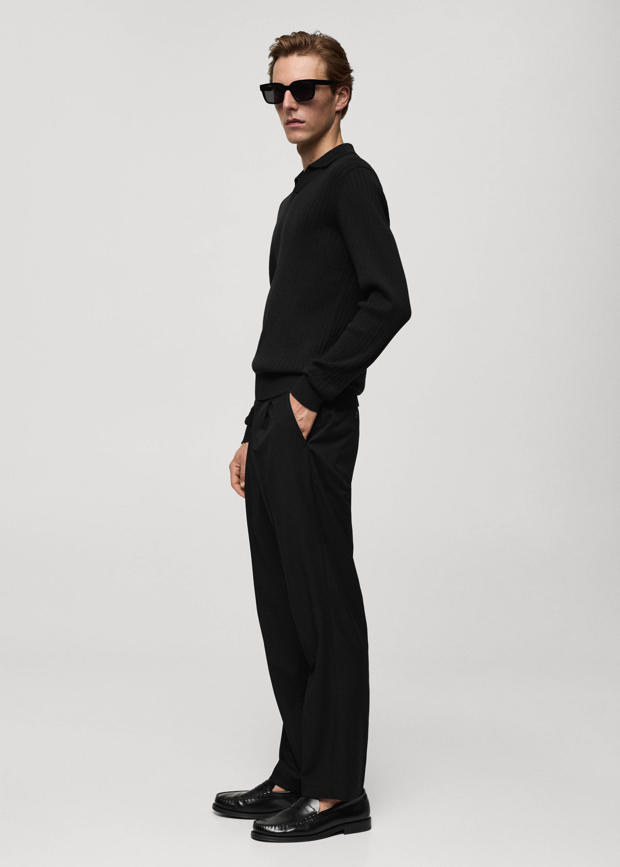 Fine rib-knit polo sweater - Details of the article 2