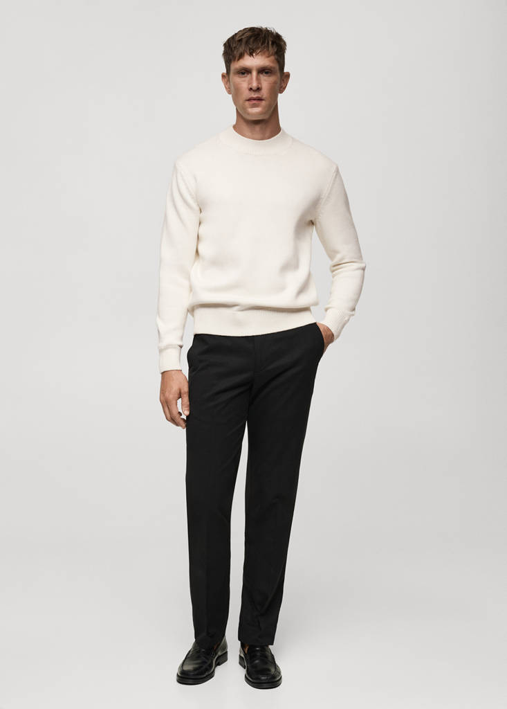 MANGO MAN - Pull-over maille moyenne coton blanc cassé - XL
