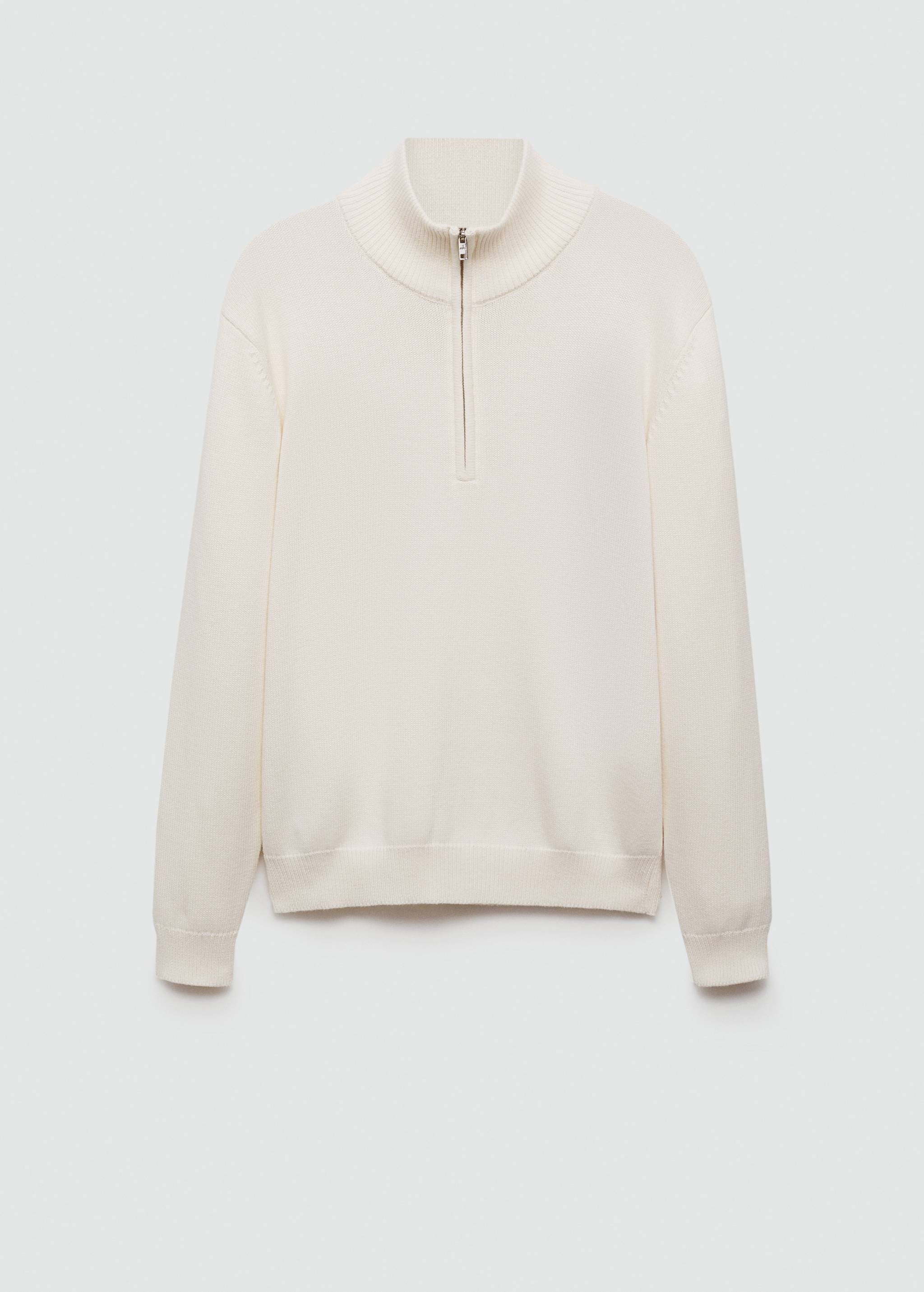 Medium-knit sweater with zip-up perkins neck - Article without model