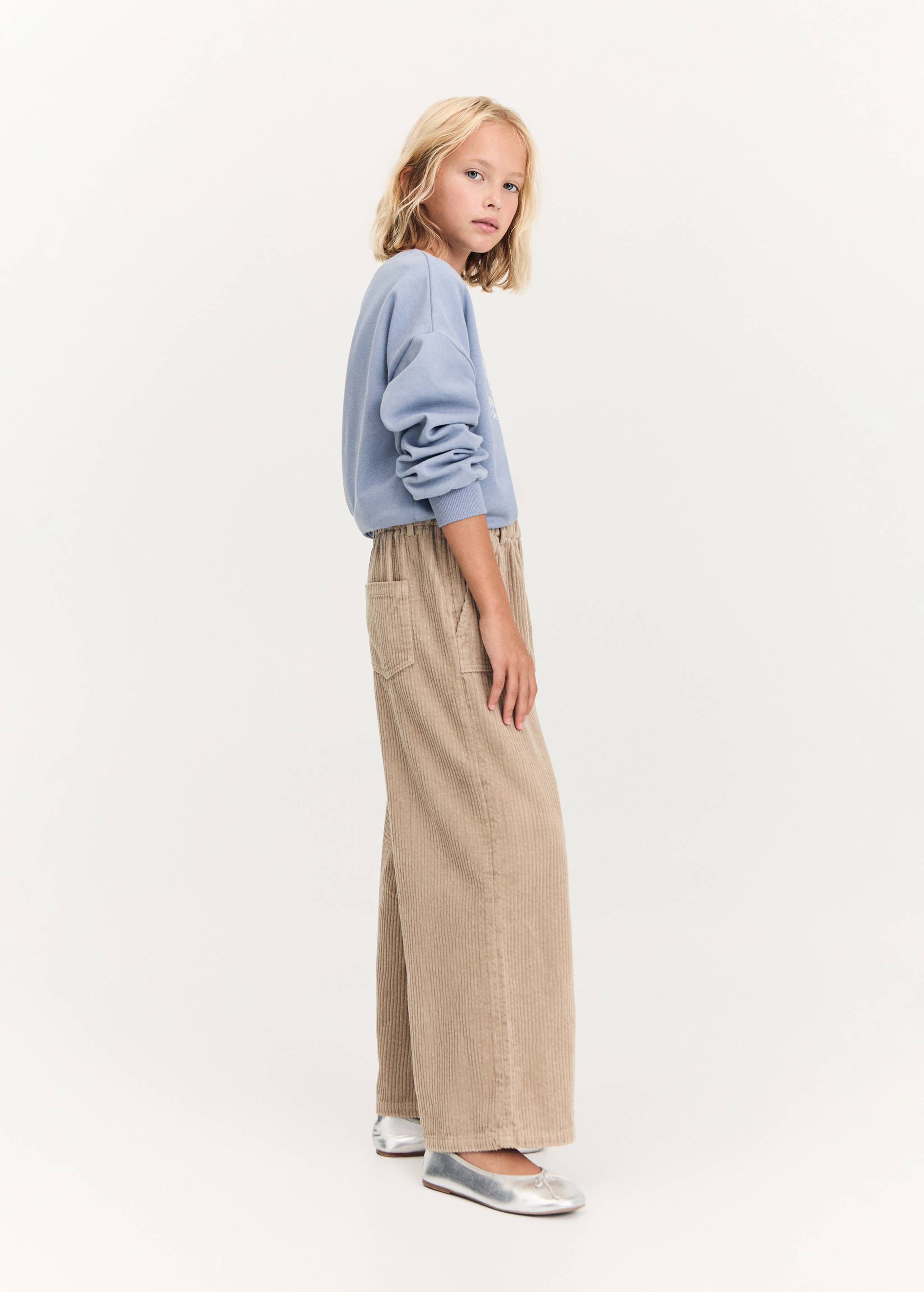 Corduroy culotte trousers with pockets - General plane