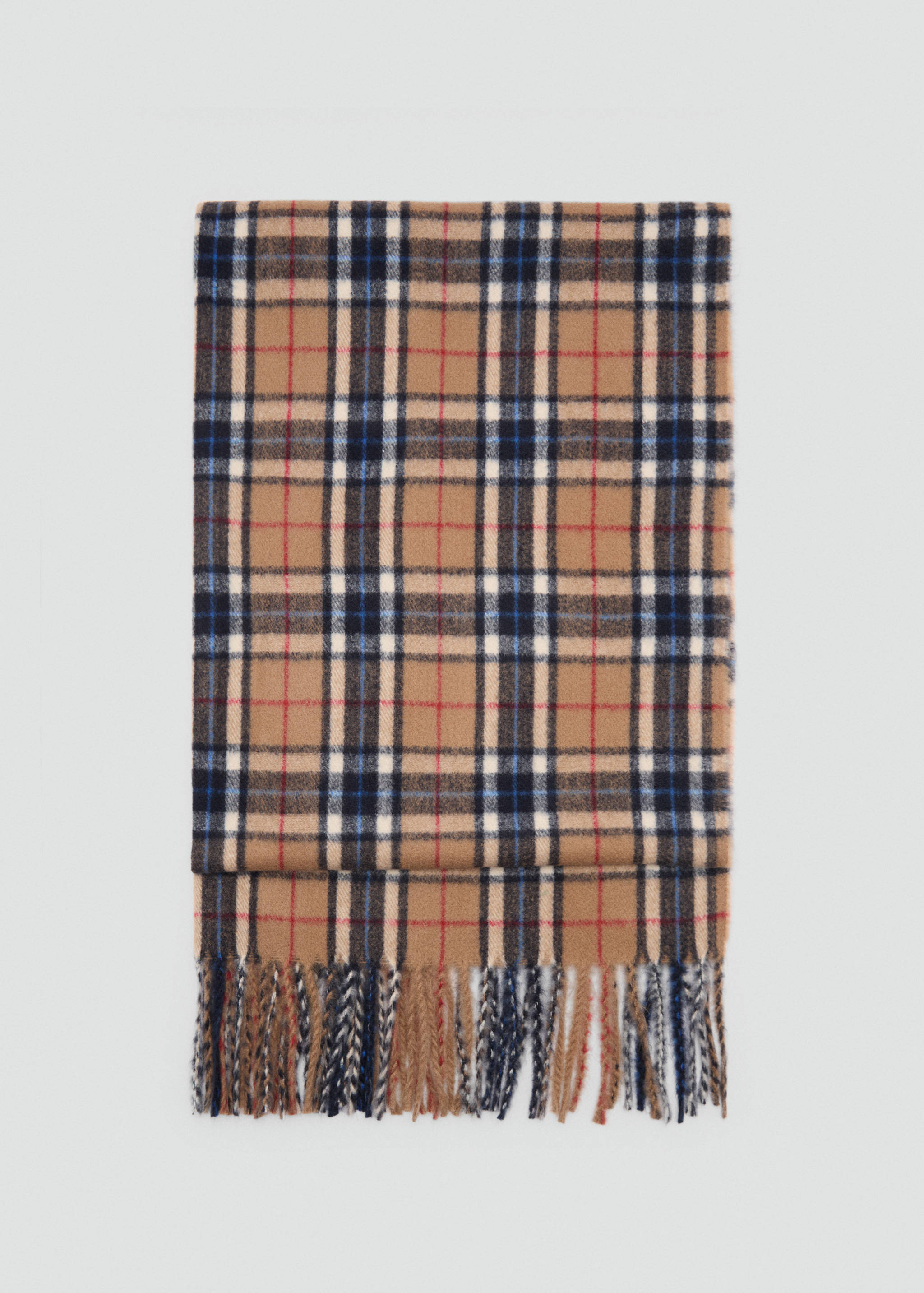 Check scarf with fringed ends - Article sans modèle