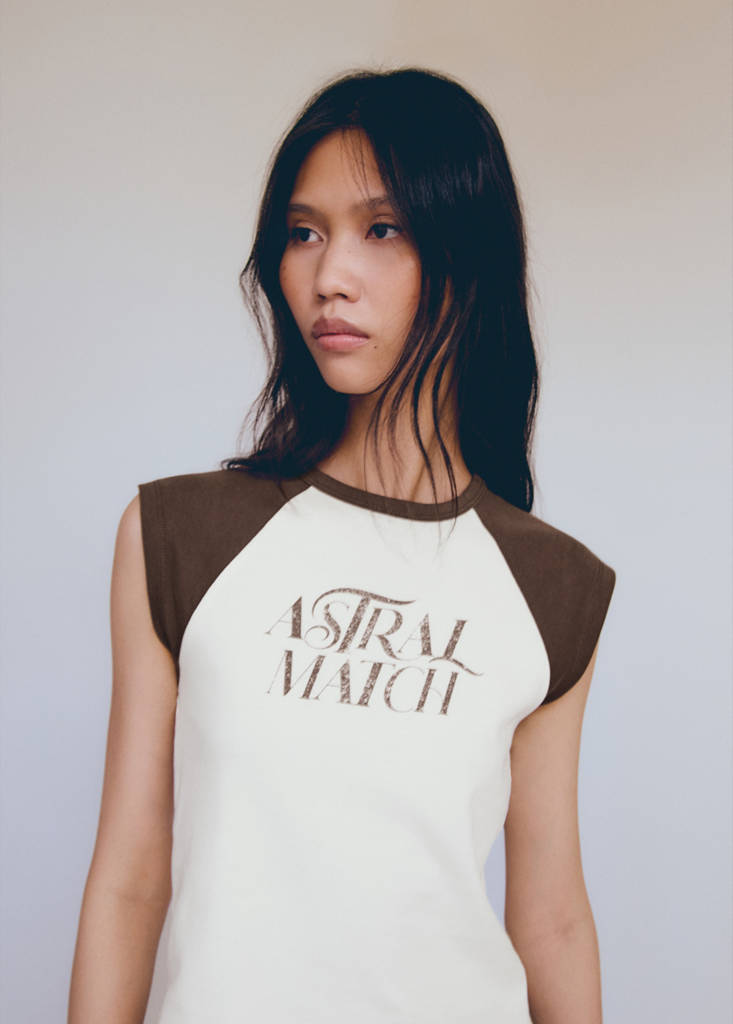 Printed cotton-blend T-shirt — Brown