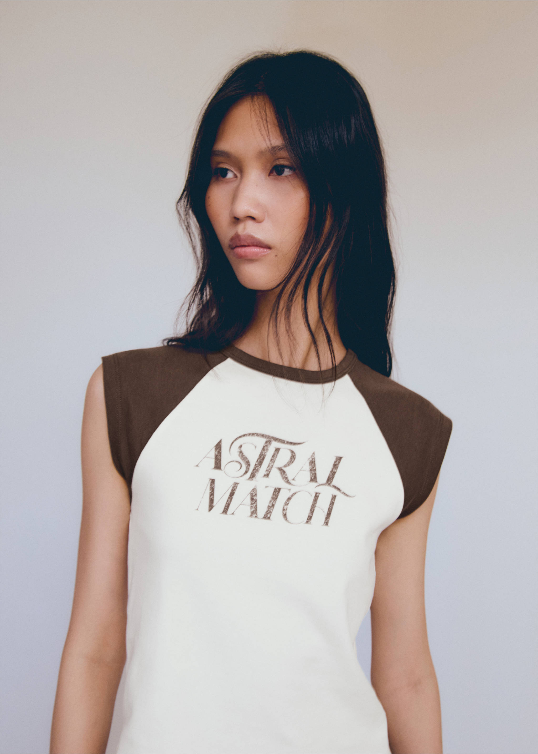 T-shirt coton imprimé - Plan moyen, Marron. Ref: 77006355-00.