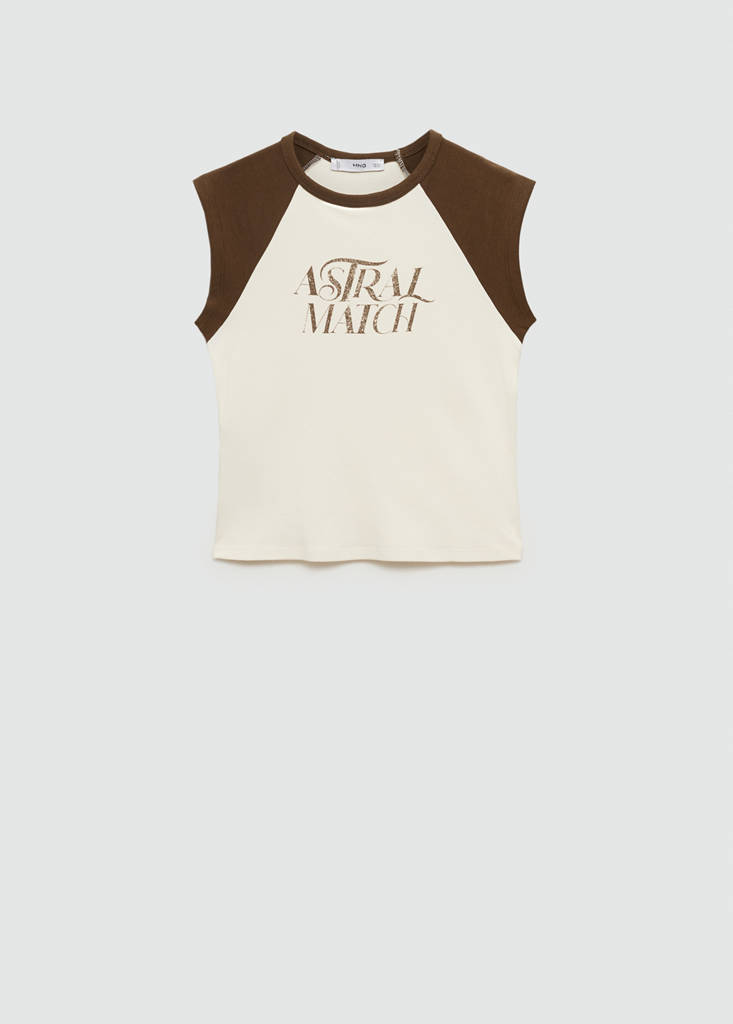 Printed cotton-blend T-shirt — Brown