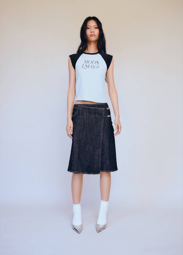 Printed cotton-blend T-shirt — Blue