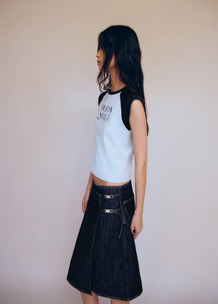 Printed cotton-blend T-shirt — Blue