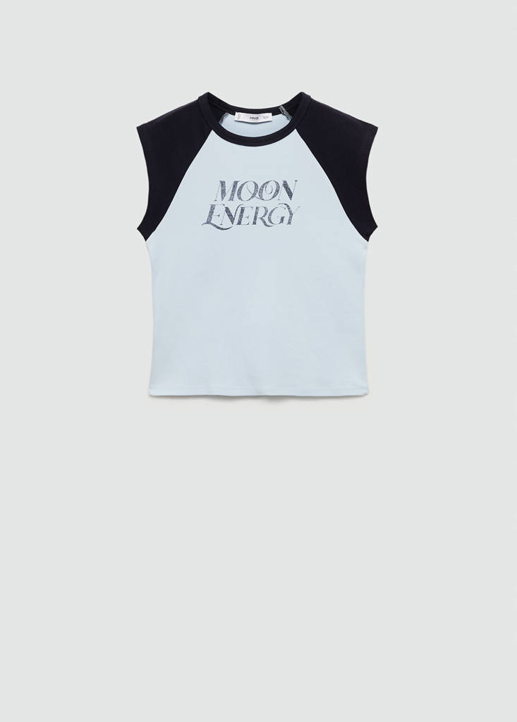 Printed cotton-blend T-shirt — Blue