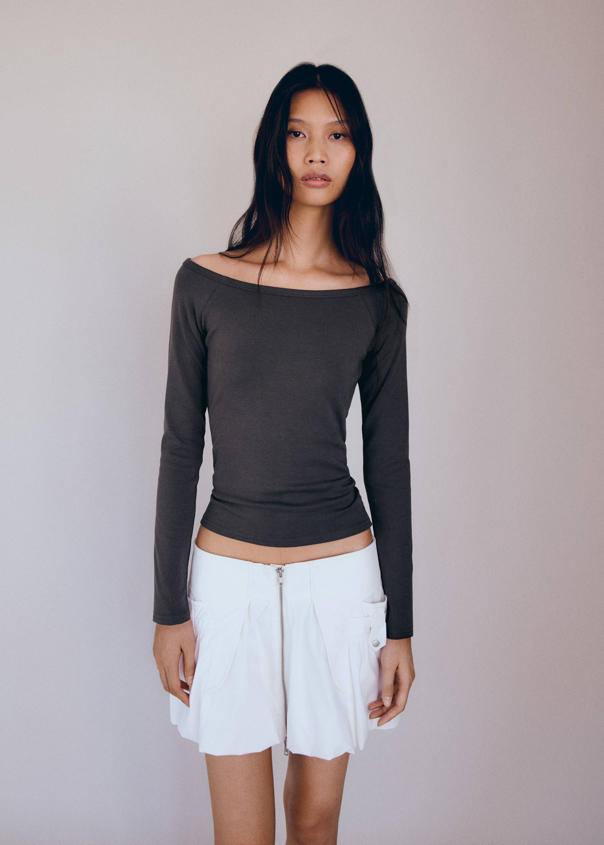 Cotton boat neck t-shirt - General plane