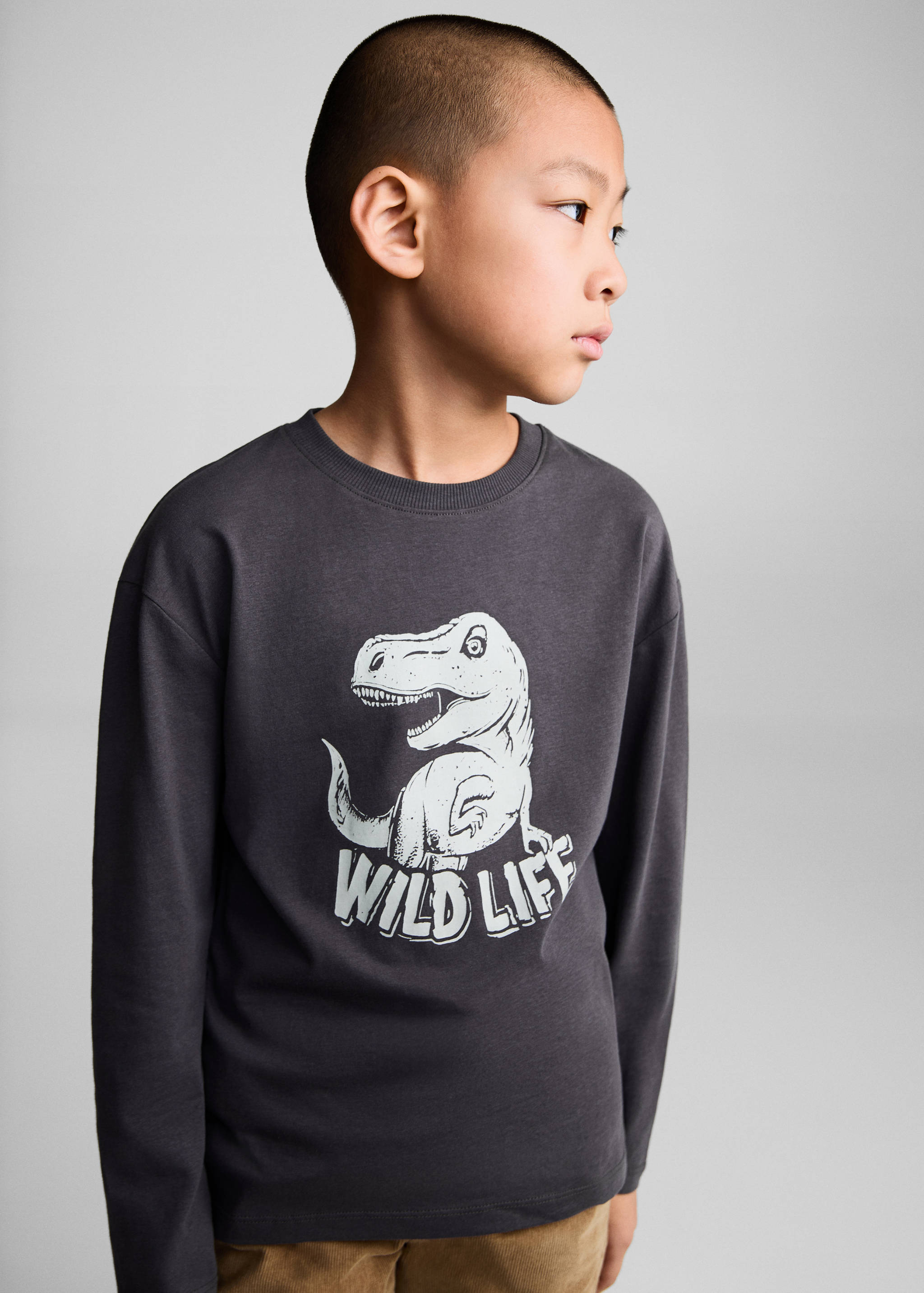 تي شيرت مطبوع بأكمام طويلة - رؤية وسط