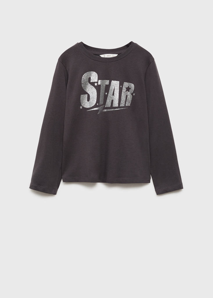 MANGO KIDS - T-shirt détail imprimé gris anthracite - 11-12 ans - Fille