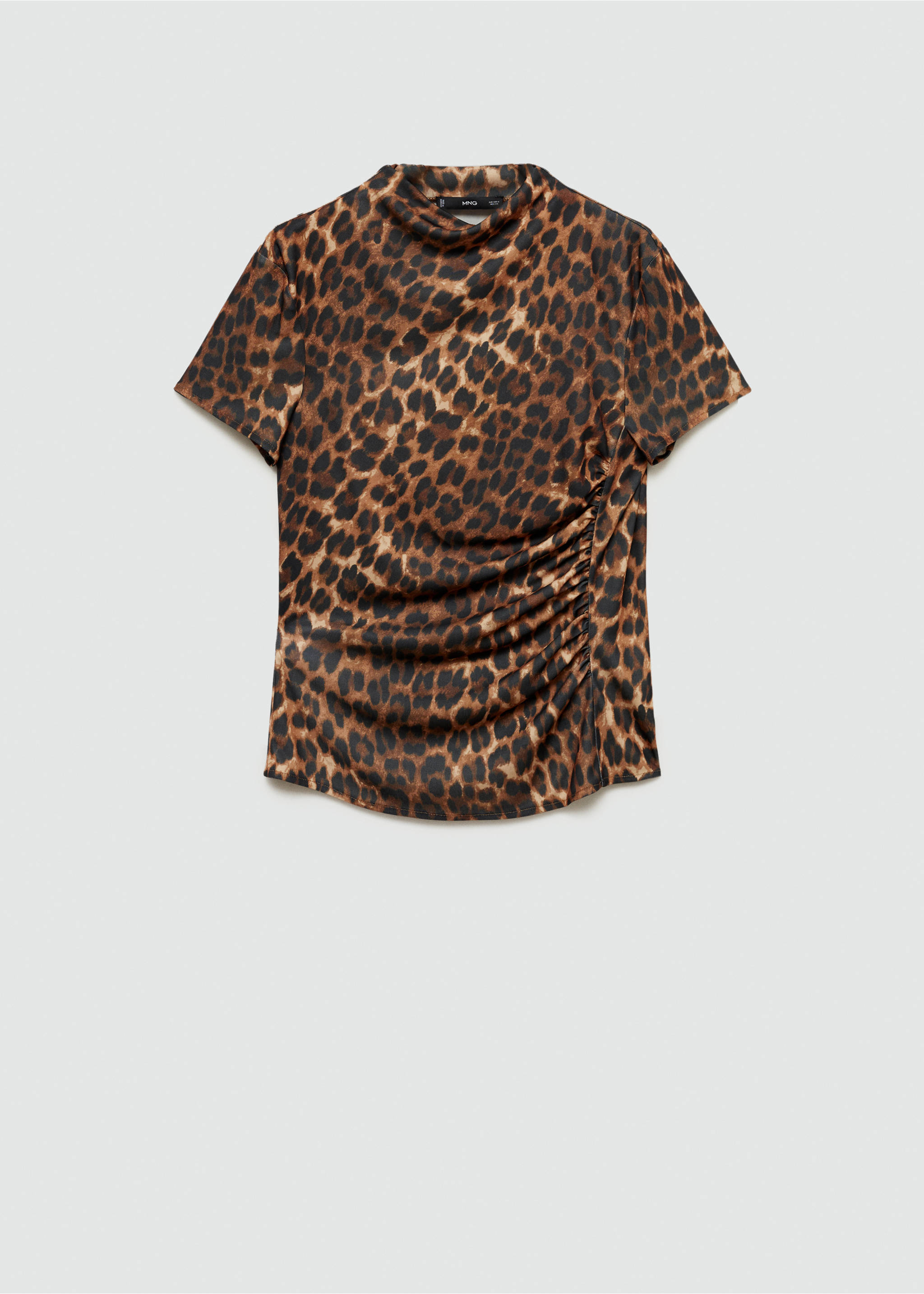 Camiseta leopardo detalle fruncido - Artículo sin modelo, Marrón. Ref: 77006759-00.