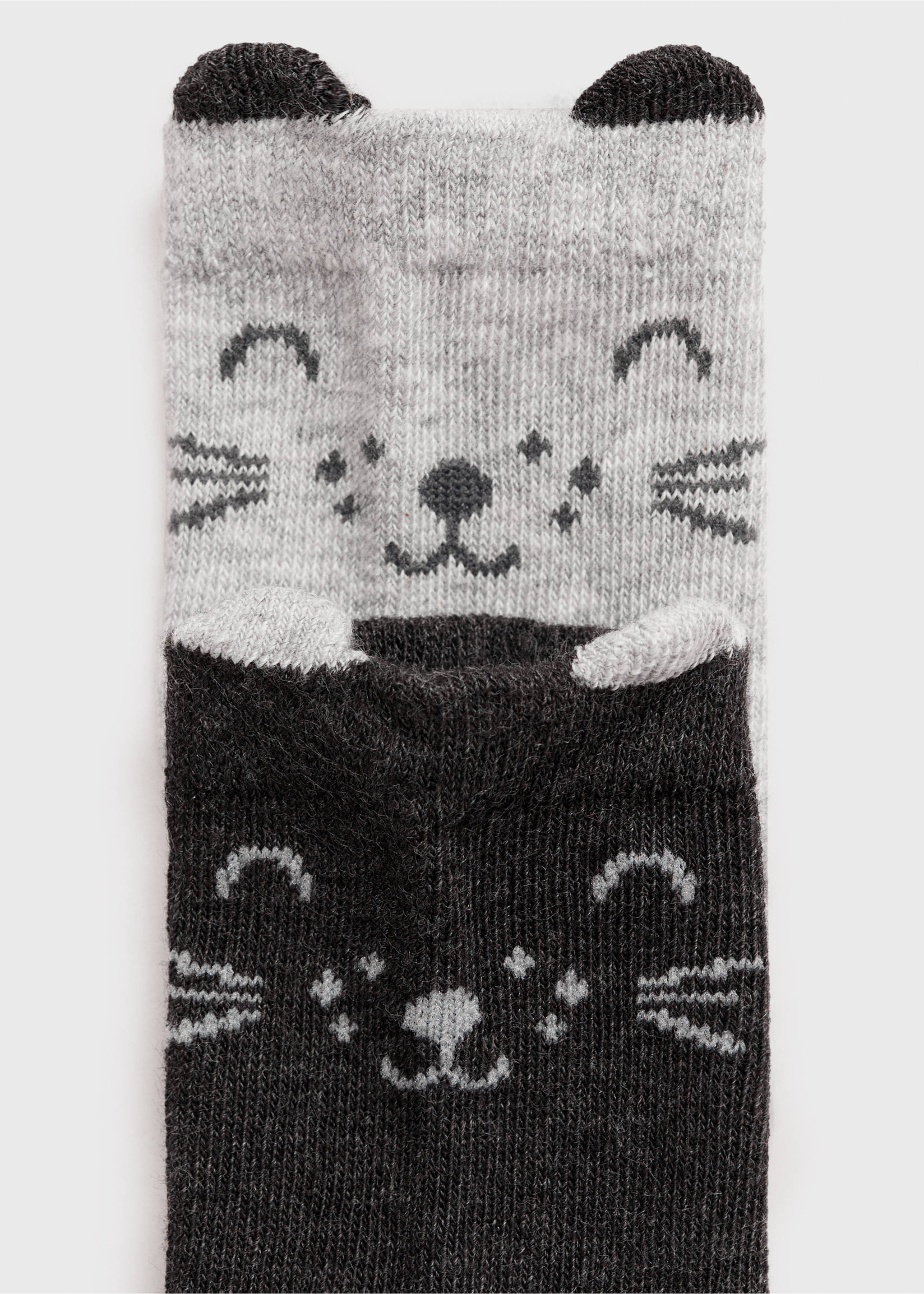 Pack of 2 cat socks - Деталь изделия 0, Угольно-серый. Ref: 77006761-00.