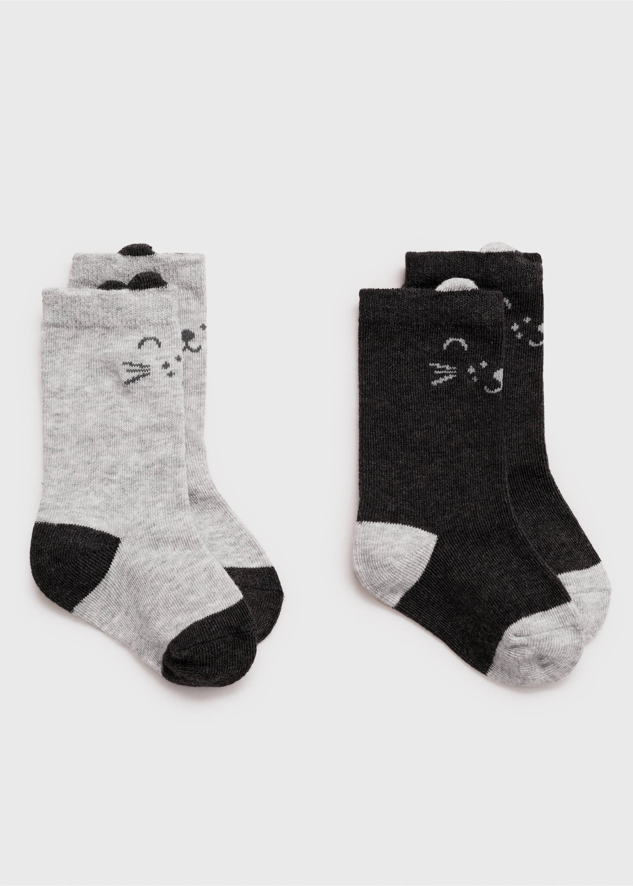 Pack of 2 cat socks - Изделие без модели, Угольно-серый. Ref: 77006761-00.
