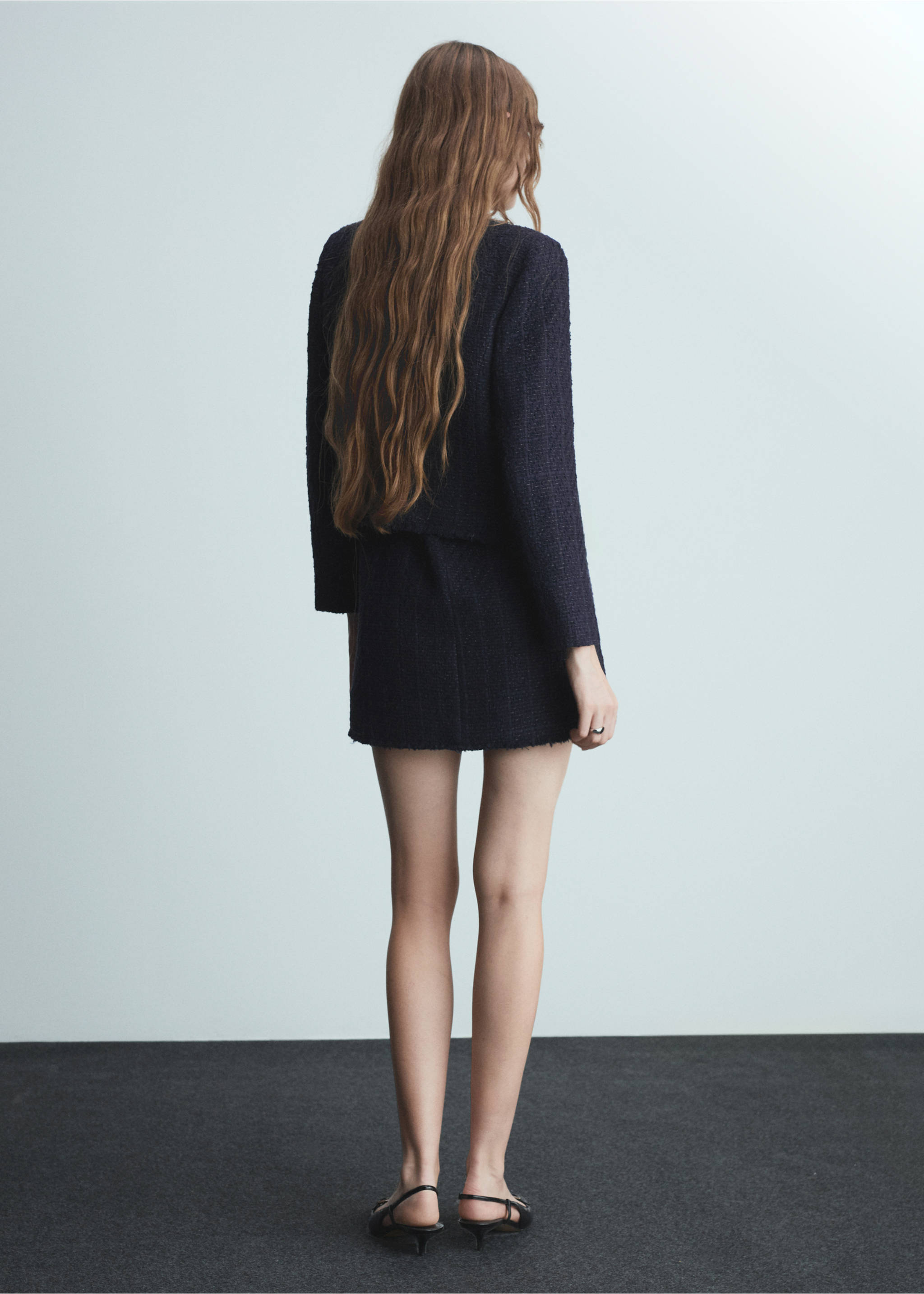 Chaqueta tweed botones joya - Reverso del artículo, Azul marino oscuro. Ref: 77006764-00.