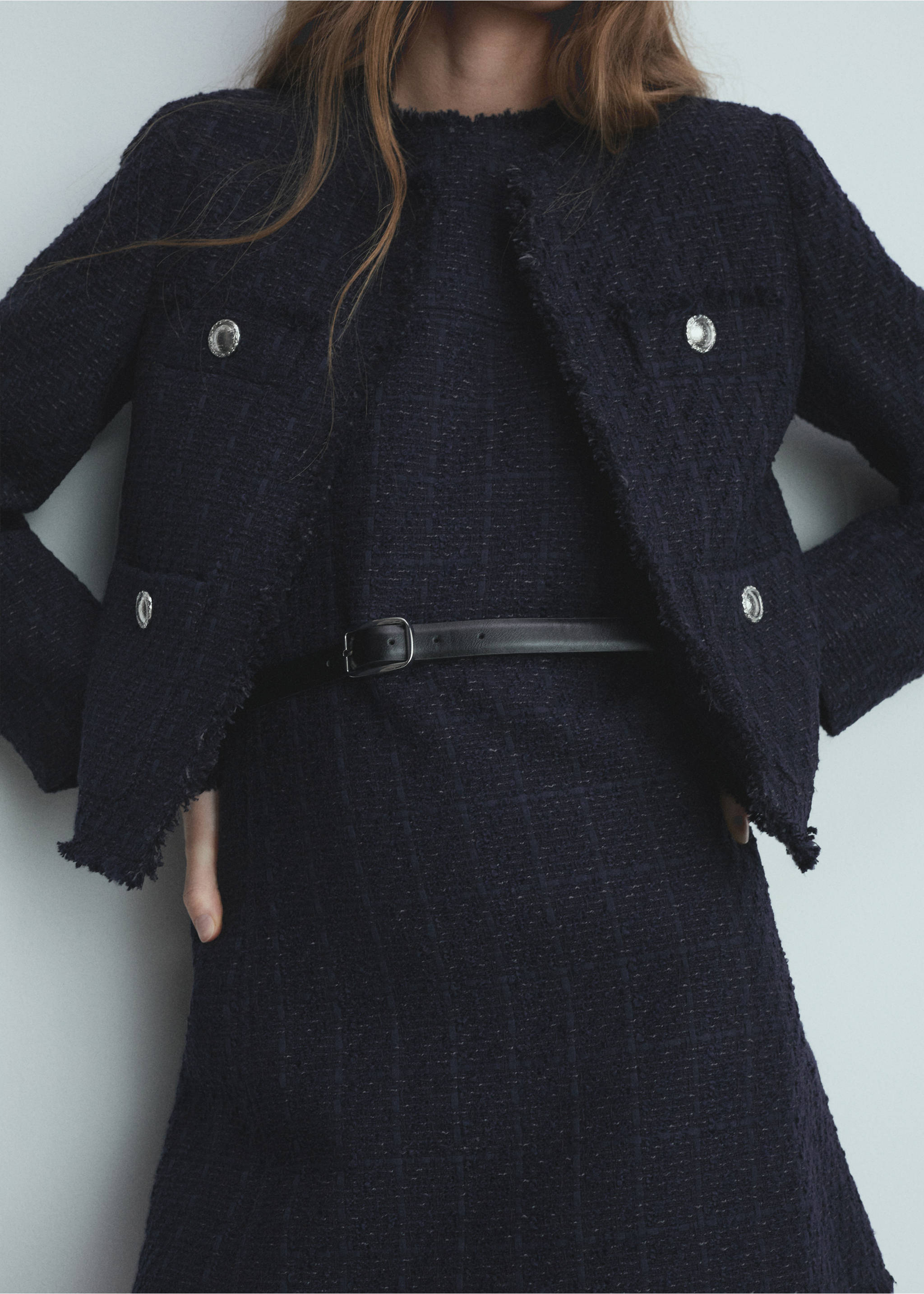 Chaqueta tweed botones joya - Detalle del artículo 3, Azul marino oscuro. Ref: 77006764-00.