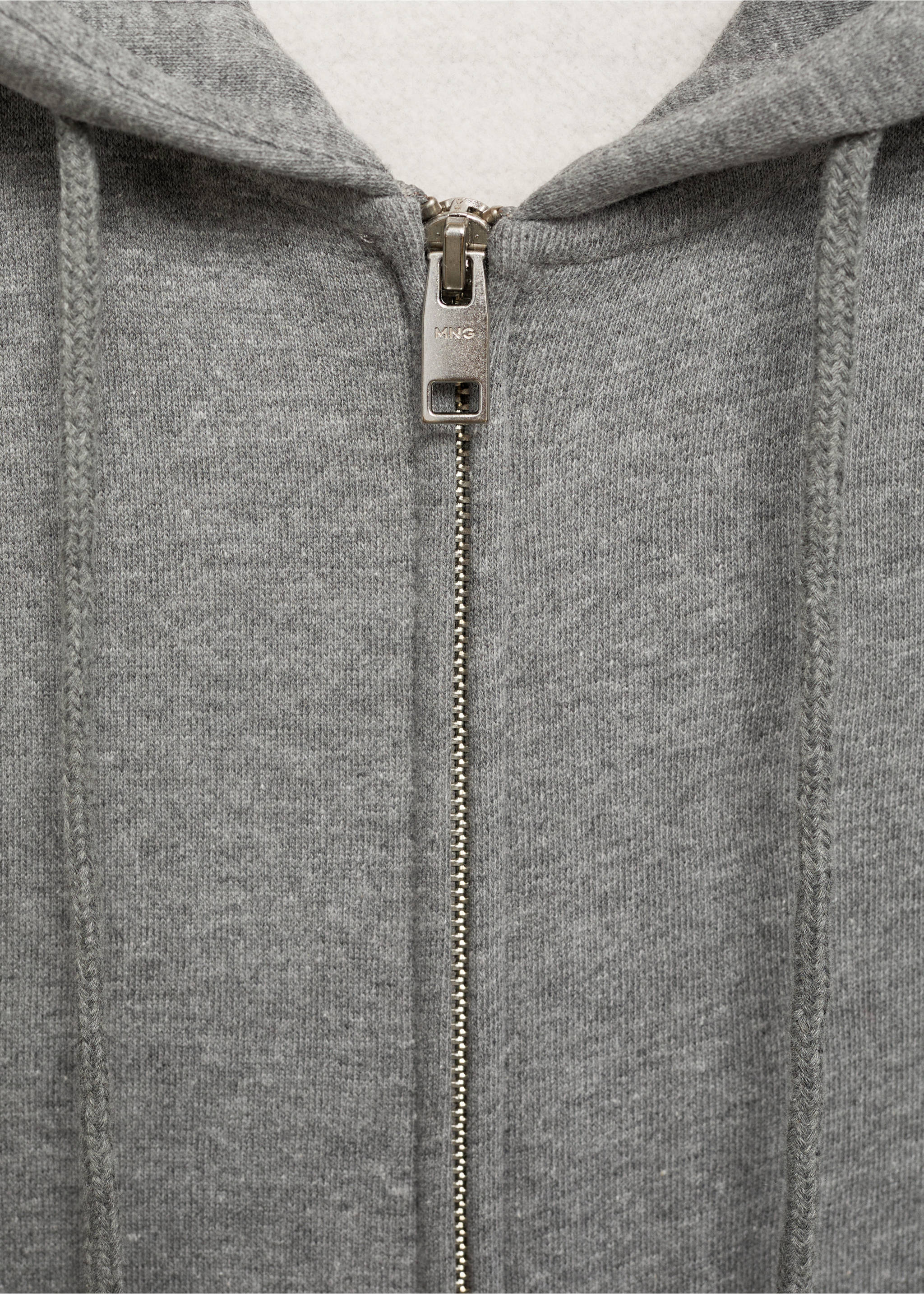 Sudadera algodón capucha cremallera - Detalle del artículo 8, Gris medio vigoré. Ref: 77007118-00.