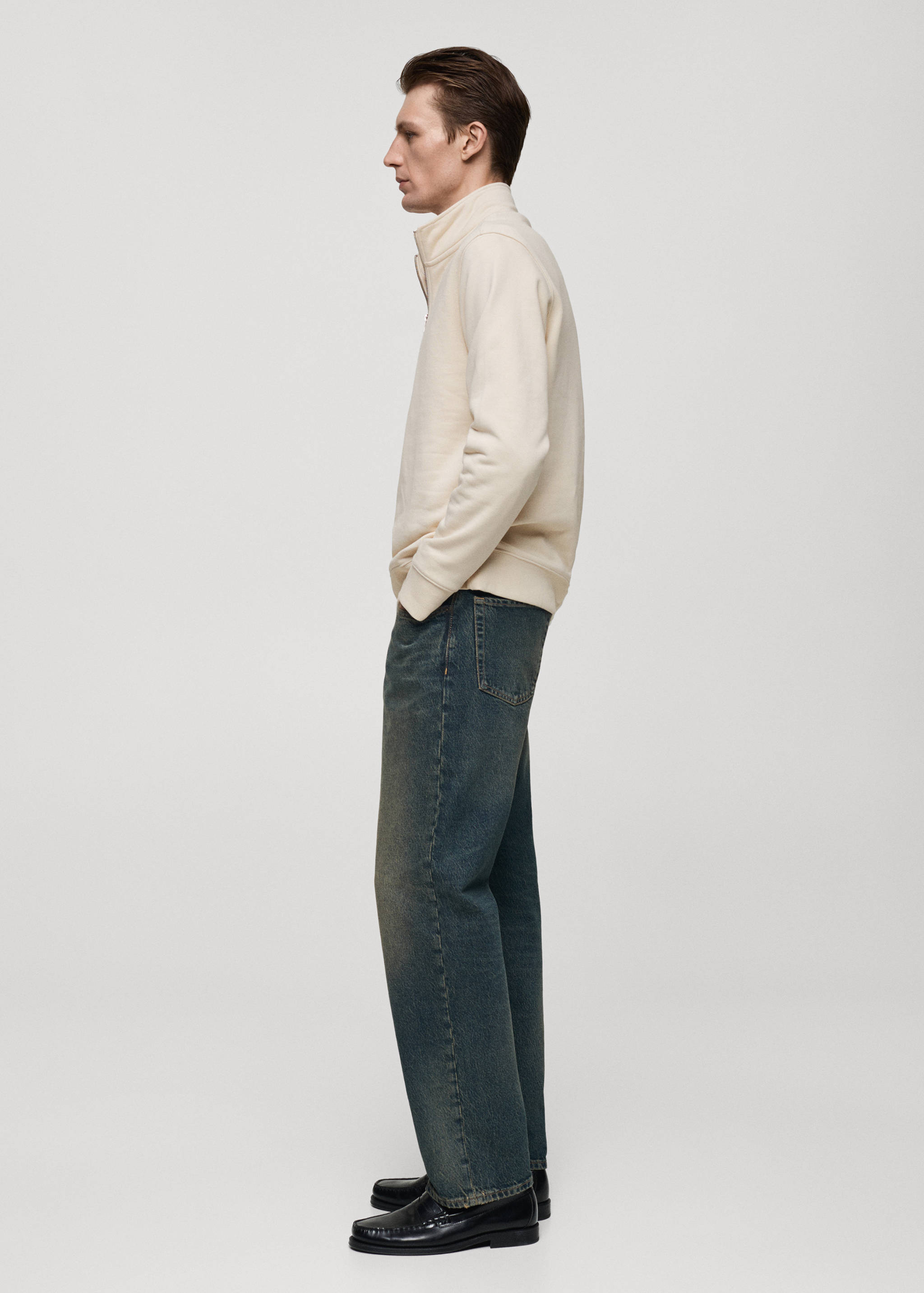 Cotton sweatshirt with zip neck - Details of the article 2