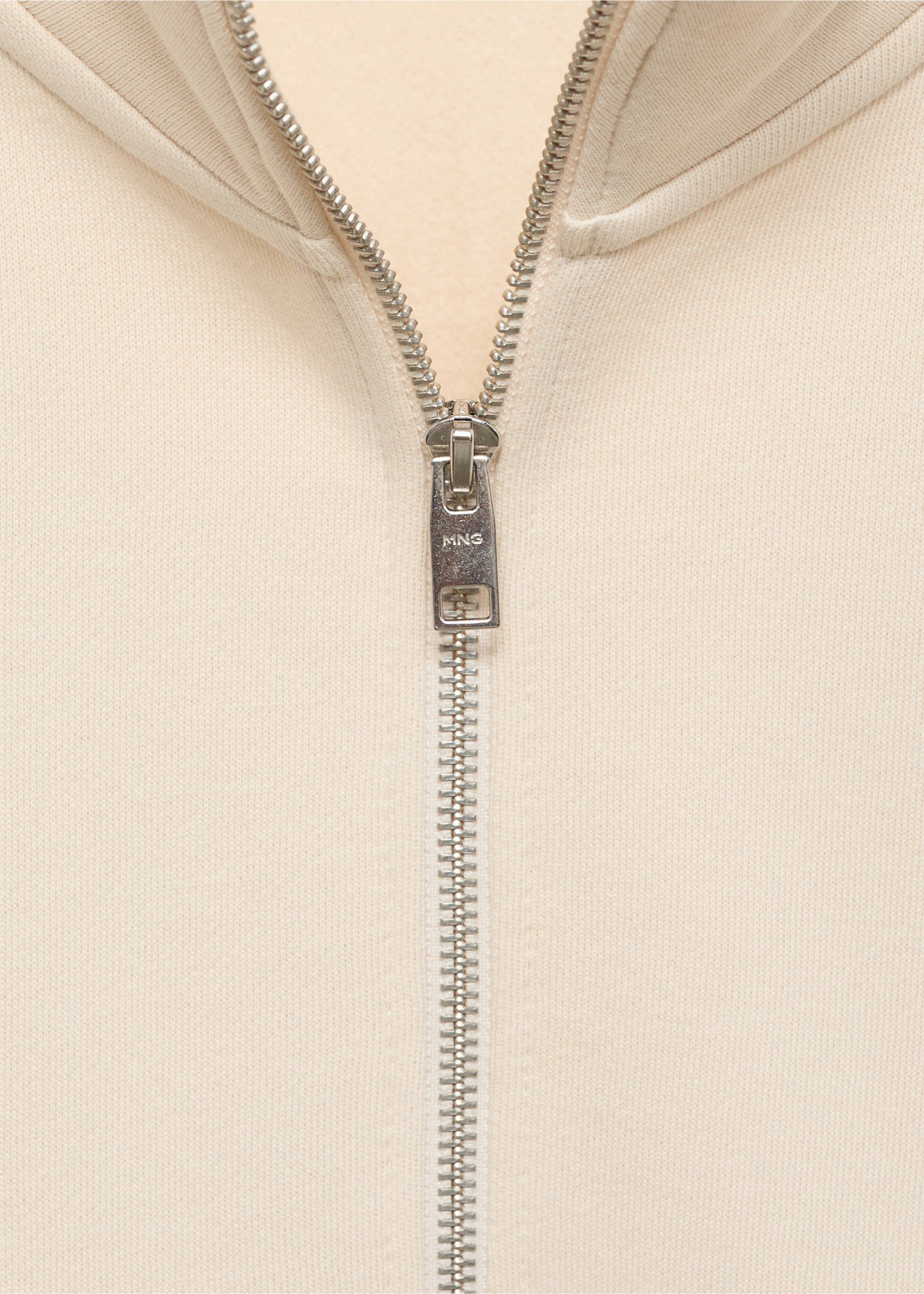 Sudadera algodón cuello cremallera - Detalle del artículo 8, Crudo. Ref: 77007119-00.
