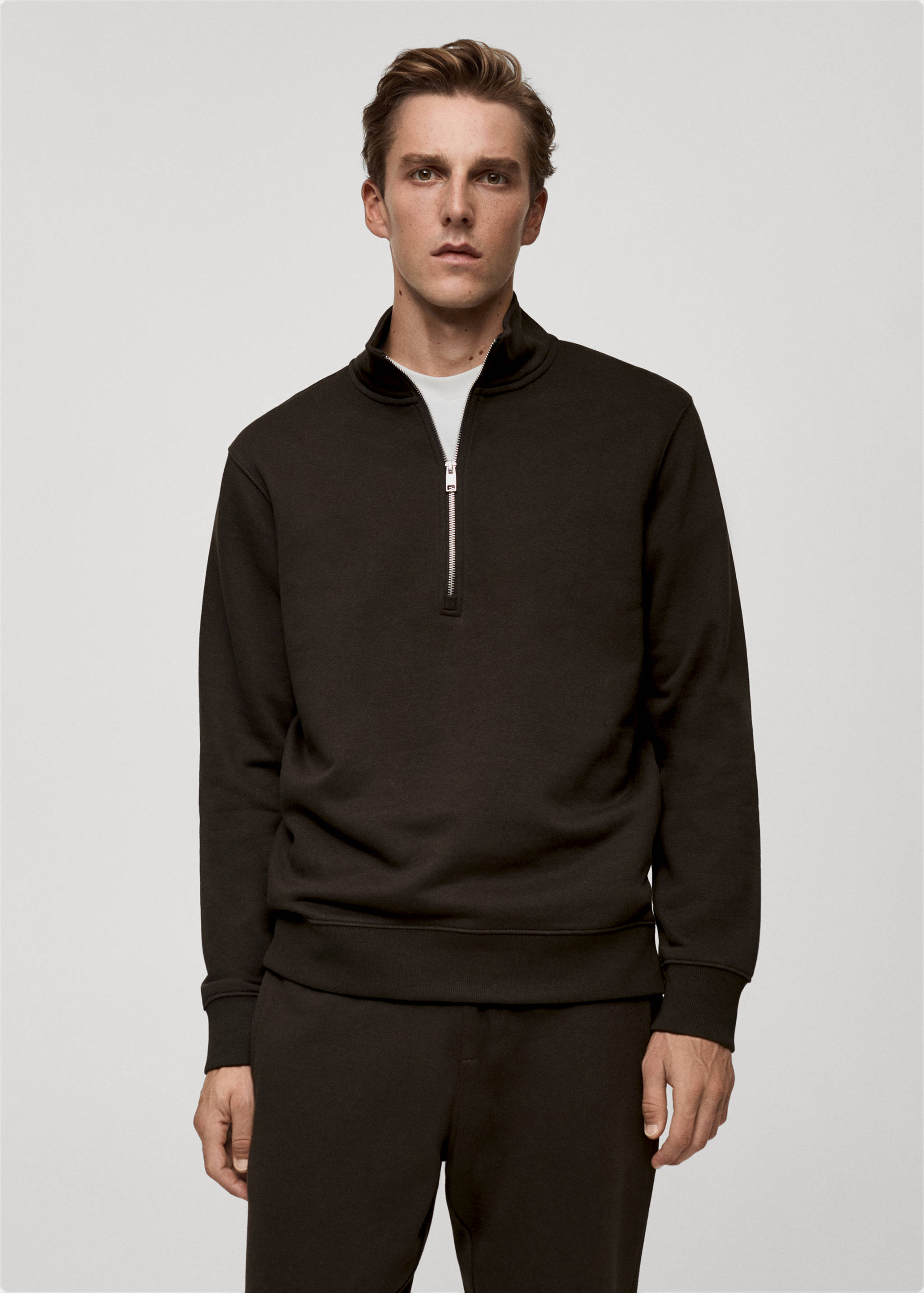 Cotton sweatshirt with zip neck - Medium plane