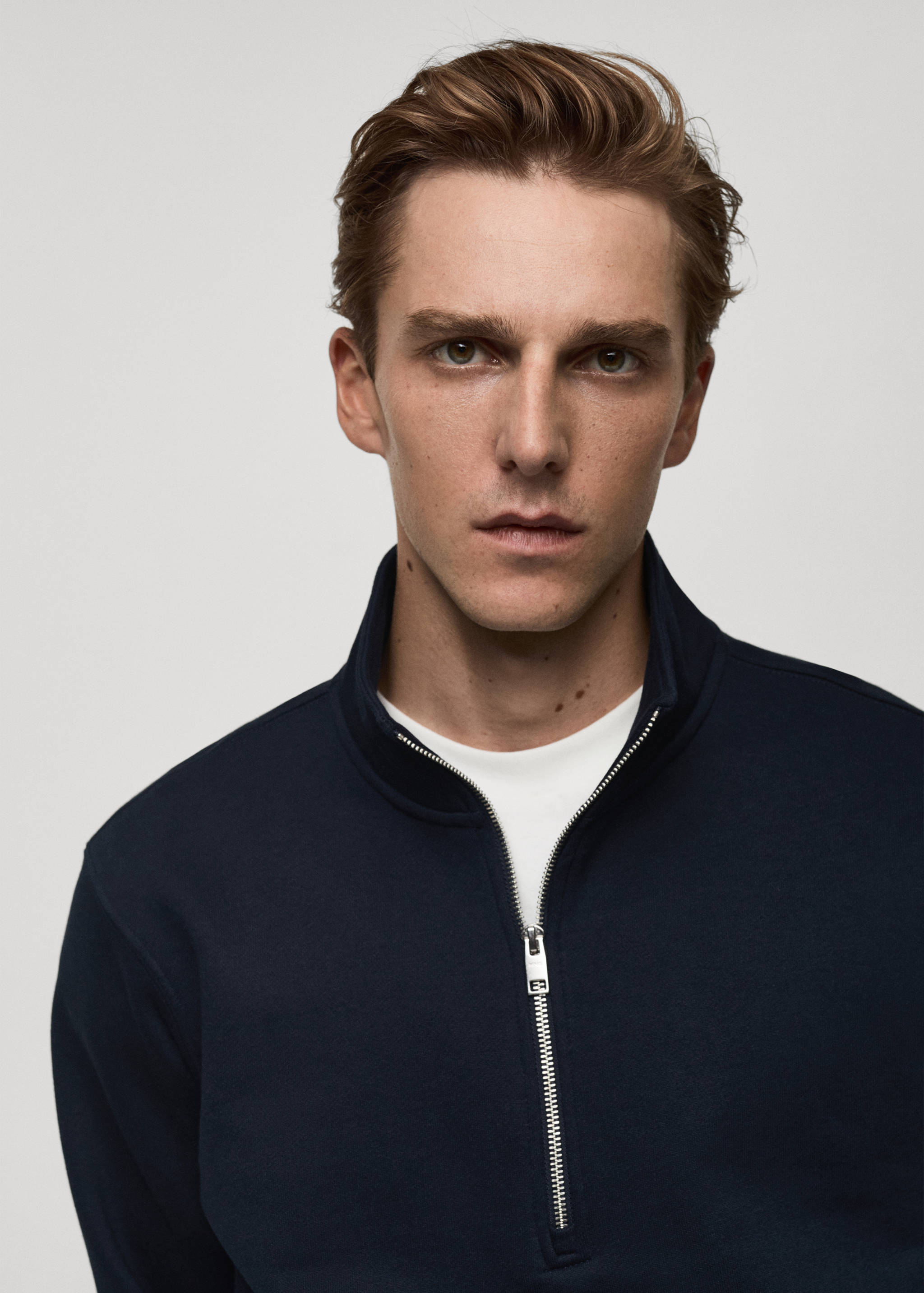 Cotton sweatshirt with zip neck - Details of the article 1