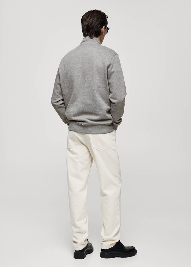 Cotton sweatshirt with zip neck - thumbnail 3
